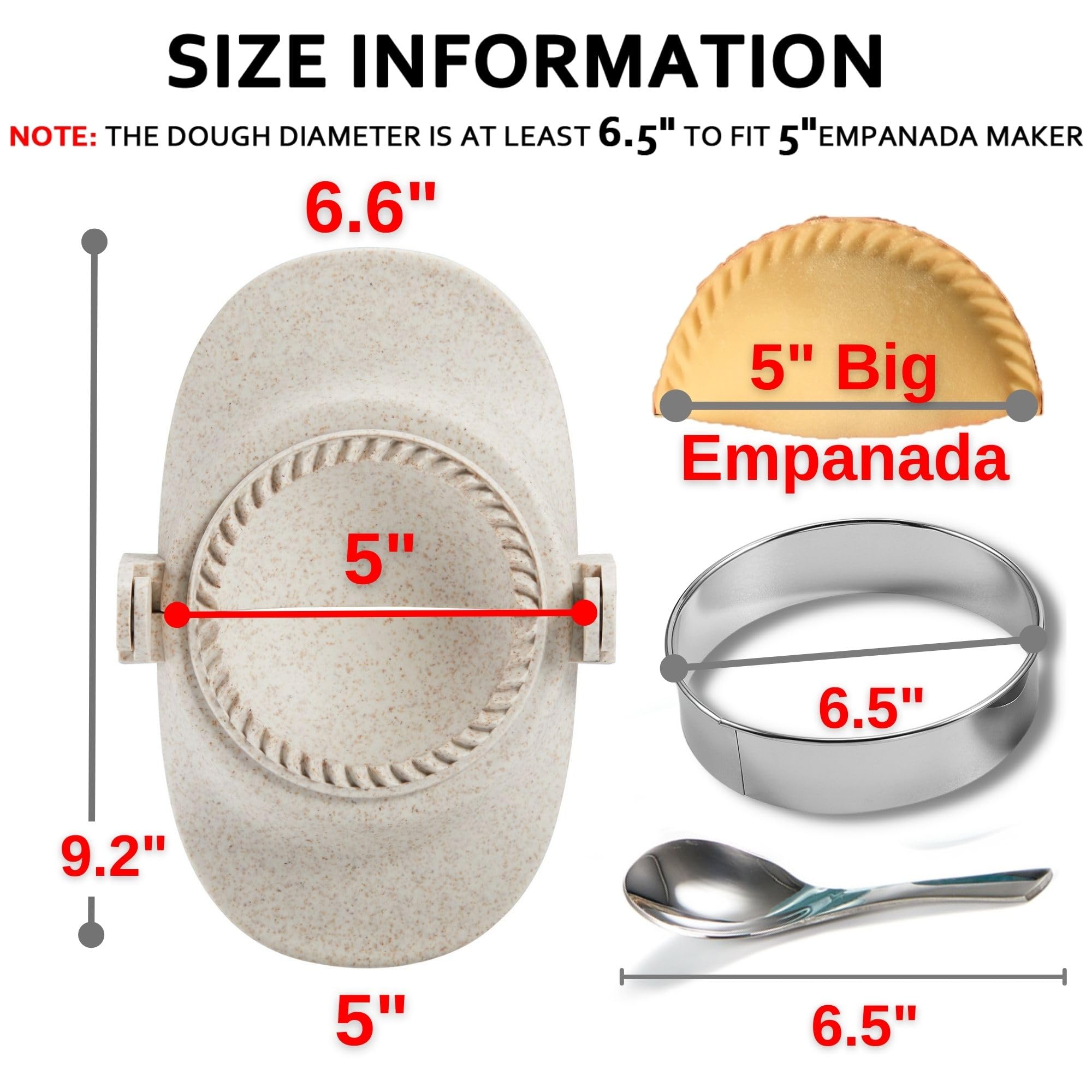 5-Inch Extra Large Empanada Maker Press - Dumpling Maker Set with Dough Cutter for Pierogi, Pastelitos, Calzone & Chinese Dumplings | Perfect for Home Cooking, Party Snacks & Meal Prep