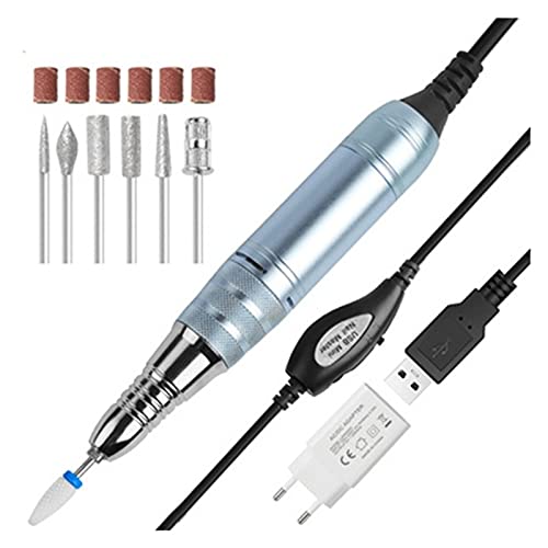 Professional 25000 RPM Electric Nail Drill Machine - USB Rechargeable Portable Manicure Pen for Acrylic & Gel Nails | Perfect for Home & Salon Use | Blue