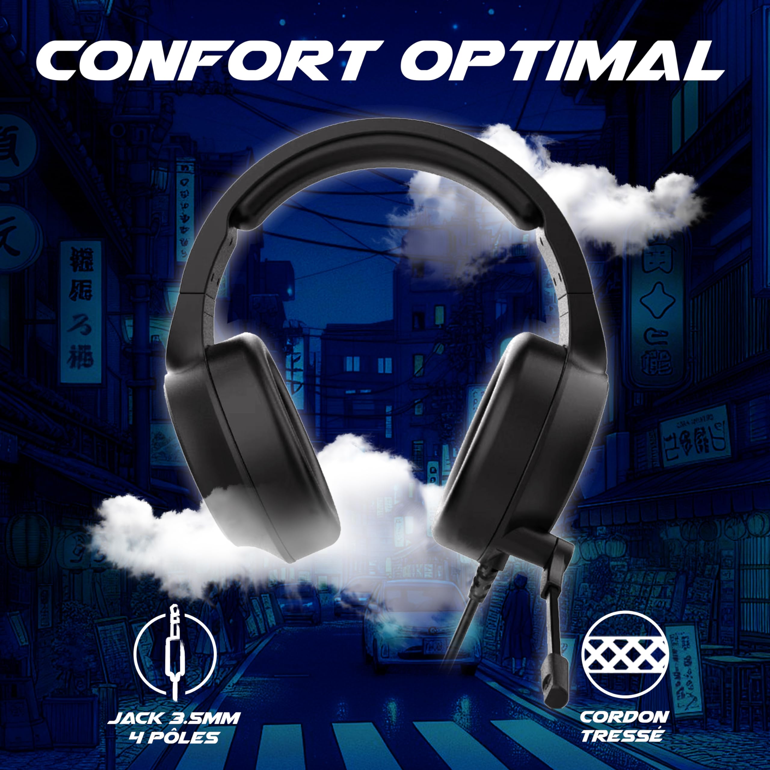 AKUMA Wired Gaming Headset SEINEN H02 - Stereo Sound, Ultra Lightweight, Deep Bass - 3.5mm Jack for PC PS5 PS4 Xbox One Mac Nintendo Switch Smartphone - Black - Perfect for Competitive Gaming & Long Streaming Sessions