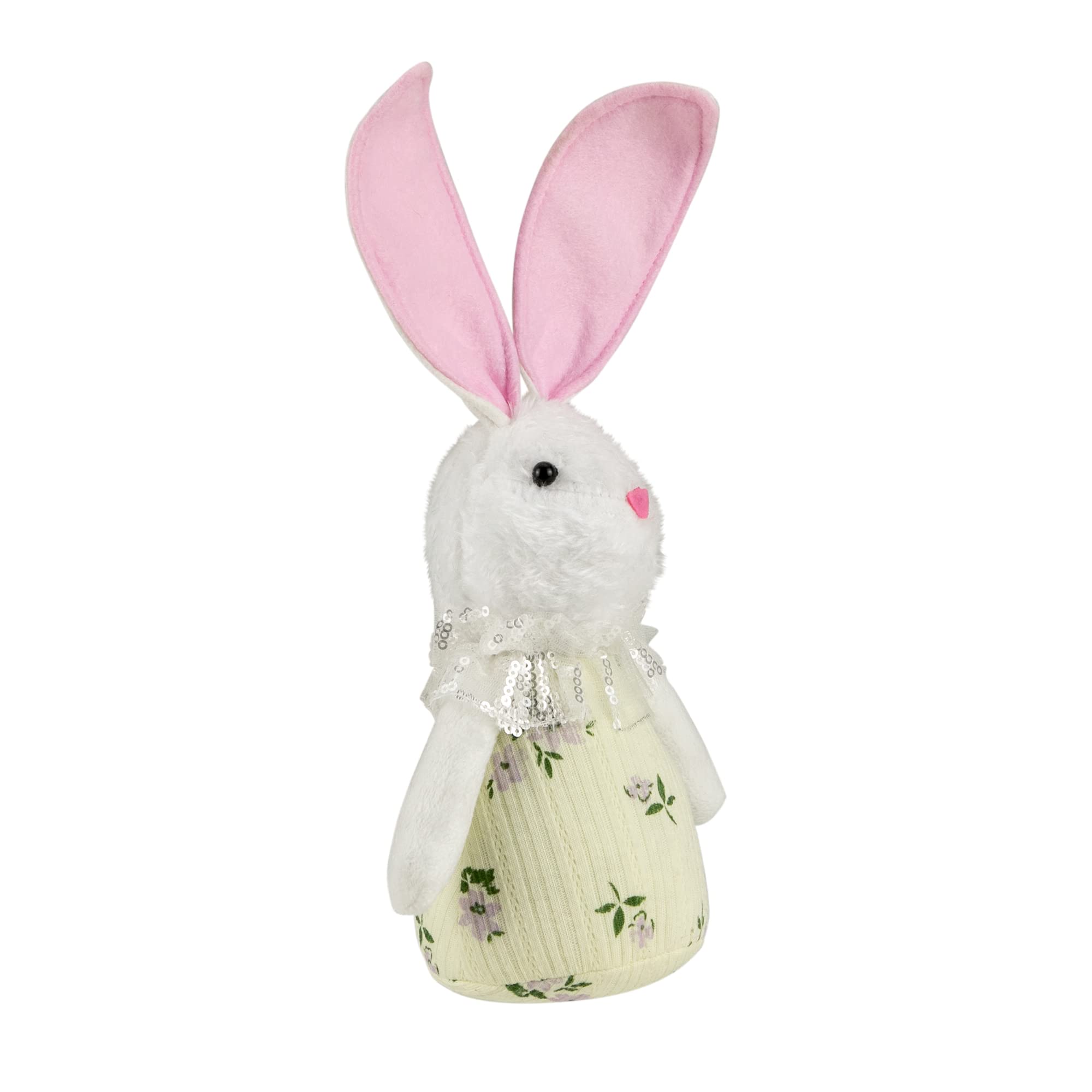 Northlight 11-Inch Yellow Spring Floral Easter Bunny Decor - Easter Table Centerpiece, Spring Home Decor, Easter Basket Stuffers