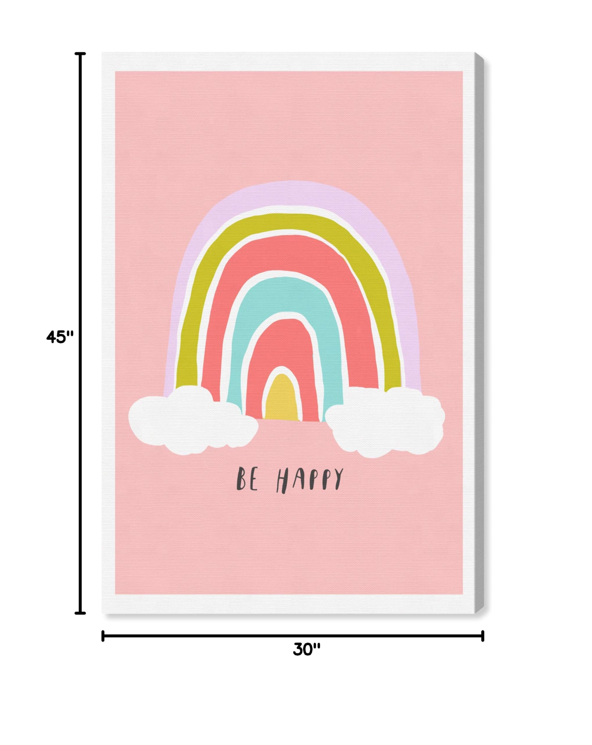 Oliver Gal Artist Co. 'Be Happy Rainbow' Typography Wall Art Canvas Print - 30