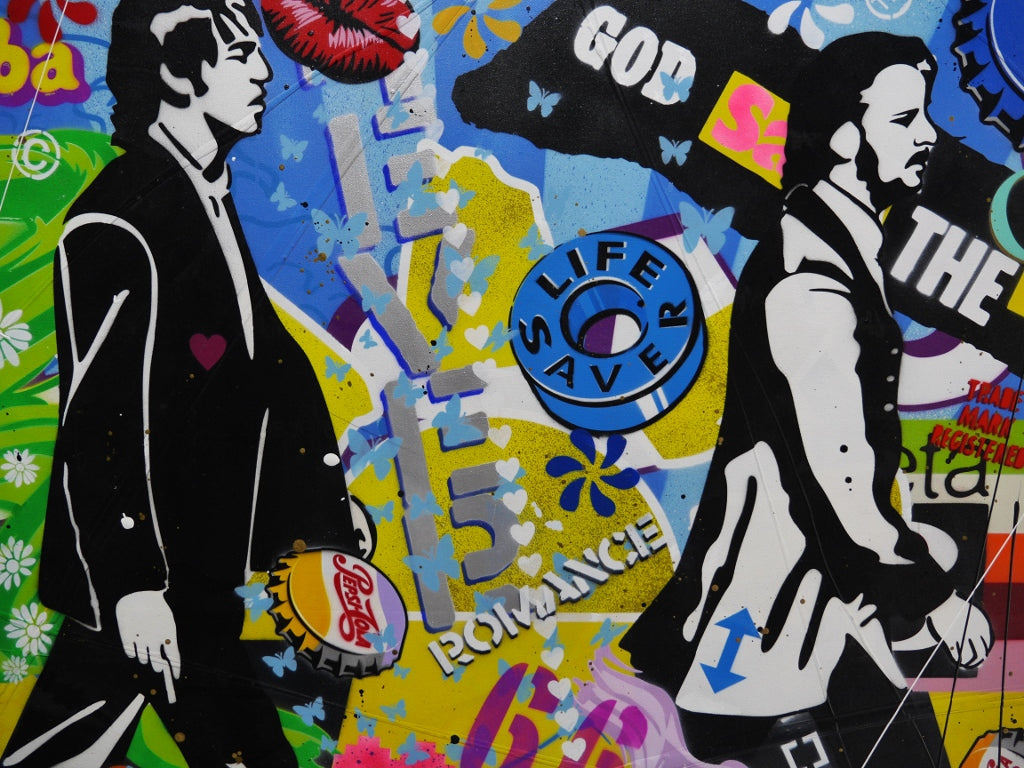 The Beatles Textured Urban Pop Art Painting - 240cm x 100cm Large Wall Decor for Living Room, Bedroom & Music Studio