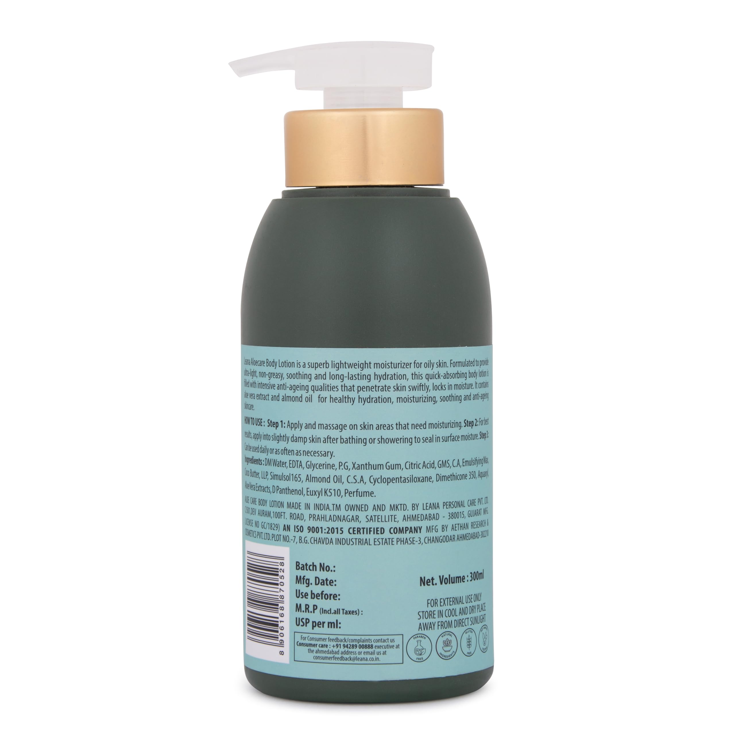 Le'ana Hydrating Aloe Care Daily Body Lotion - 300ml | Moisturizing & Soothing Skin Cream for Dry & Sensitive Skin | Perfect for Daily Use, After Sun Care & Post-Workout Hydration