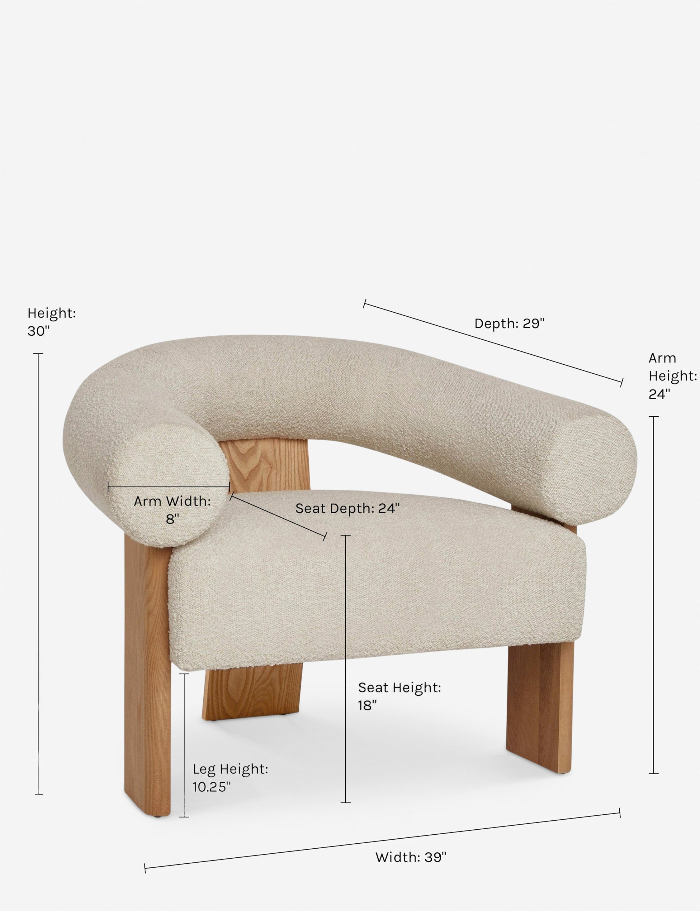 Celeste Accent Chair - Modern Upholstered Lounge Chair for Living Room, Bedroom & Office - Comfortable Reading Chair with Sturdy Wooden Legs