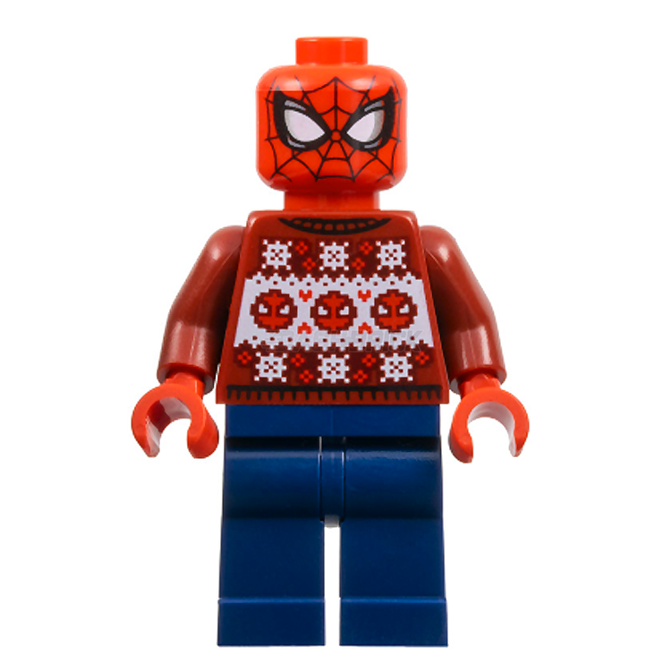 LEGO Marvel Spider-Man Minifigure with Christmas Sweater - Perfect for Holiday Displays & Superhero Collections