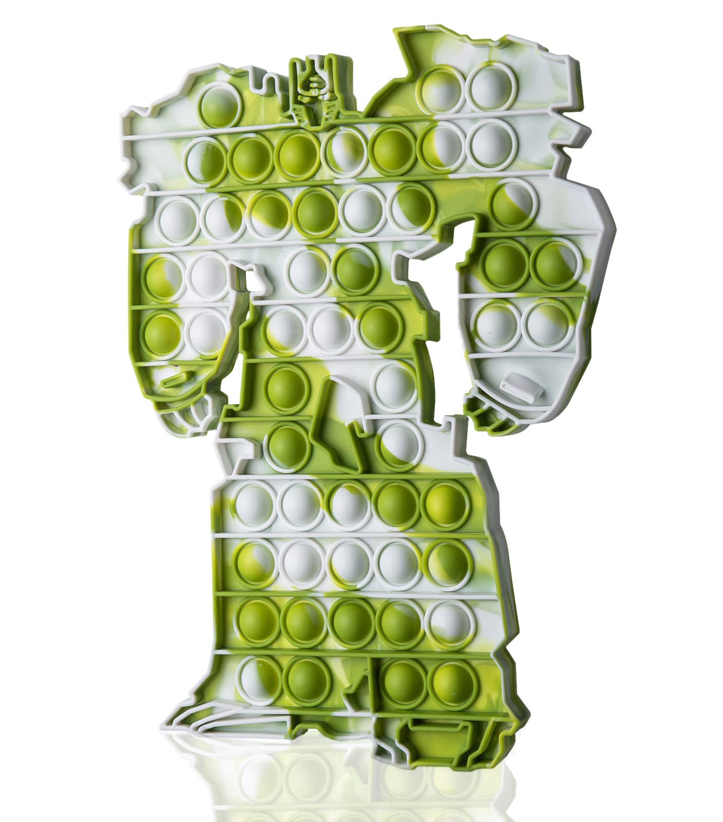 Jumbo Robot Pop Fidget Toys - Extra Large Silicone Bubble Popper for Stress Relief, ADHD, Autism & Special Needs - Giant Sensory Fidget Toy for Kids & Boys (Green & White) - Perfect for Classroom, Travel & Anxiety Relief