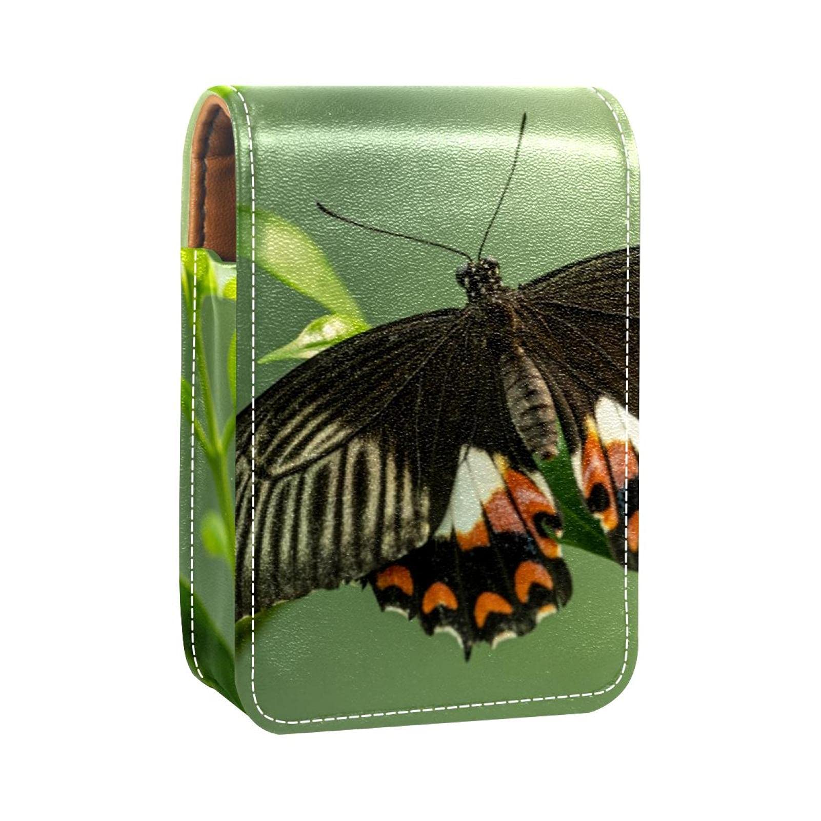Colorful Butterfly Portable Lipstick Organizer with Mirror - Mini Makeup Bag Holds 3 Lipsticks for Women | Perfect for Travel, Purse & On-the-Go Touchups