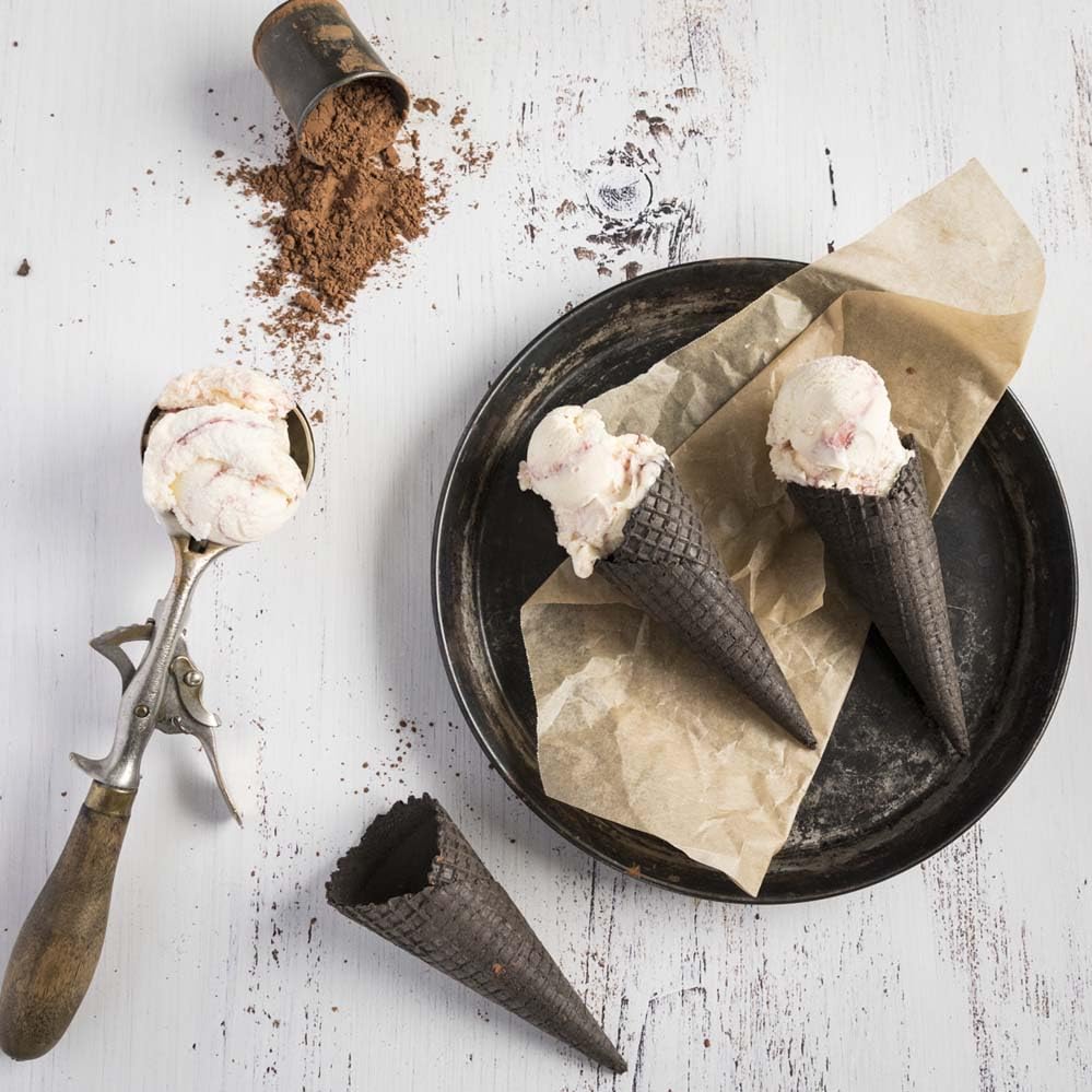 AussieBlends Bulk Waffle Ice Cream Cones - 312 Count Dark Chocolate Flavor (Black Cocoa, Regular Size) for Soft Serve, Gelato & Scooped Ice Cream | Perfect for Ice Cream Shops, Dessert Bars & Home Use