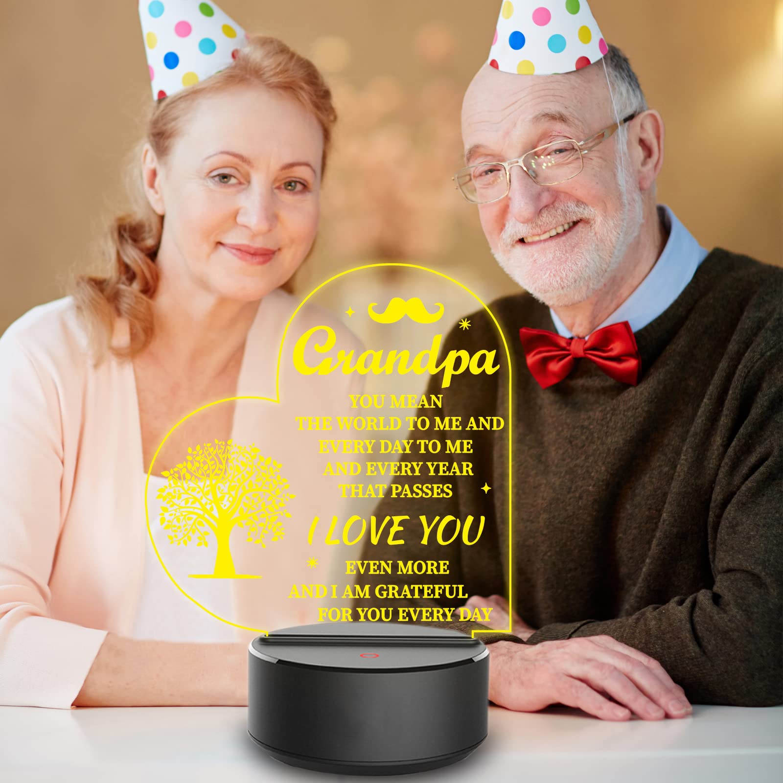 Personalized Engraved Night Light - Best Birthday & Christmas Gift for Grandpa from Grandchildren | Thoughtful Present for Father's Day, Thanksgiving & Special Occasions | Heartwarming Home Decor for Bedroom & Living Room