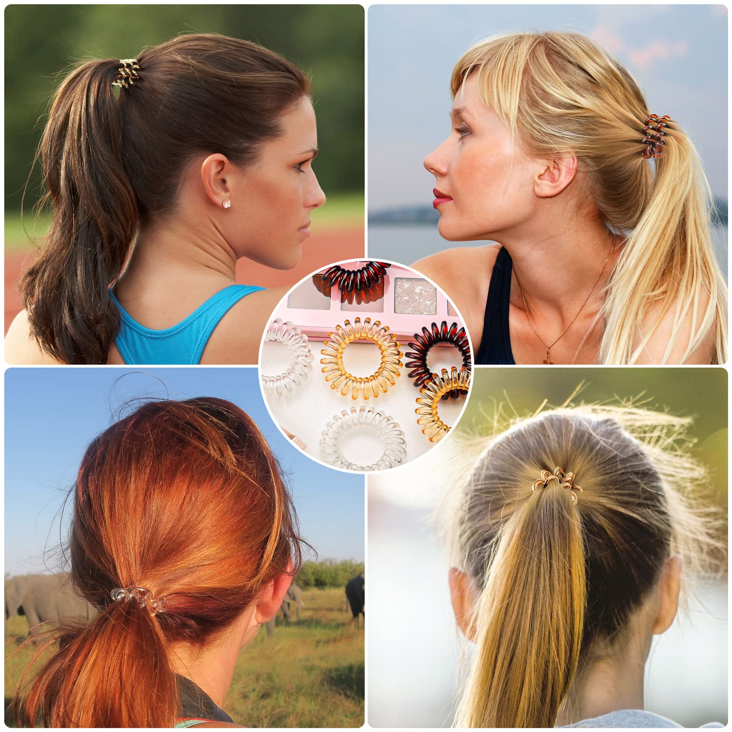 27 PCS Spiral Hair Ties for Women - No Crease Coil Hair Ties & Phone Cord Hair Ties for Thick Hair - Soft Ponytail Holder Elastics for Daily Use, Workout, Yoga and Fashion Styling
