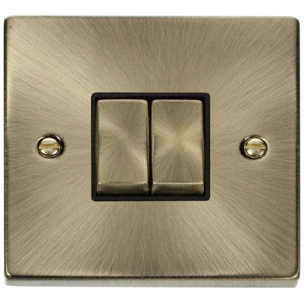 Vintage Brass 2-Gang Light Switch Plate - Click Deco VPAB412BK - Perfect for Home Renovation & Victorian Style Decor
