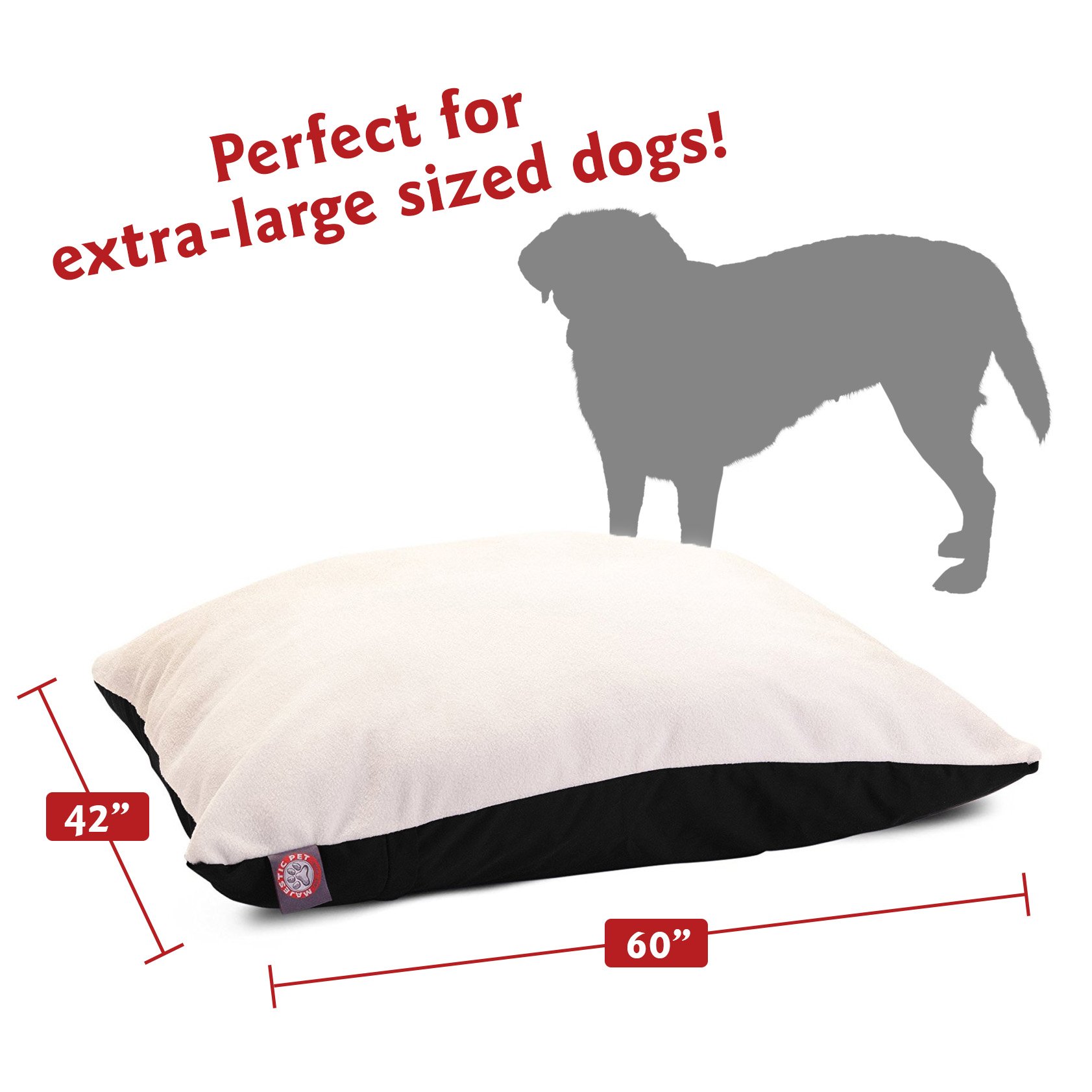 Majestic Pet Extra Large Washable Dog Bed with Removable Cover - 42x60 Inch Orthopedic Crate Mat for Large Breed Dogs - Soft Kennel Bed for Sleeping, Lounging & Travel - Black