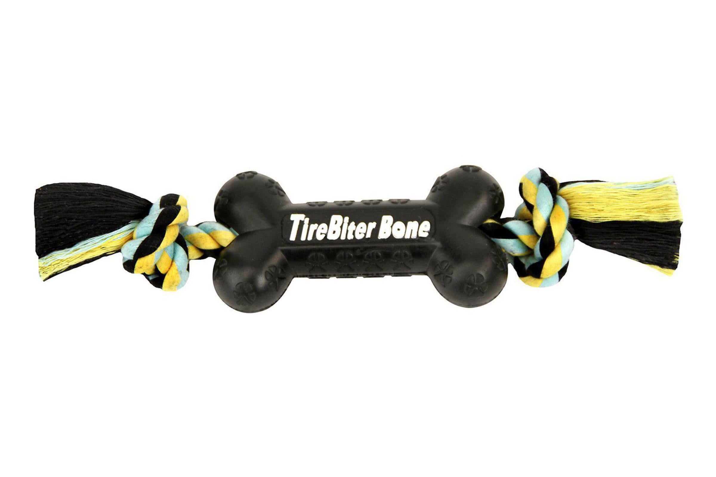 Durable Dog Chew Toy - TireBiter Bone with Rope for Aggressive Chewers | Interactive Play & Dental Health | Perfect for Outdoor & Indoor Use