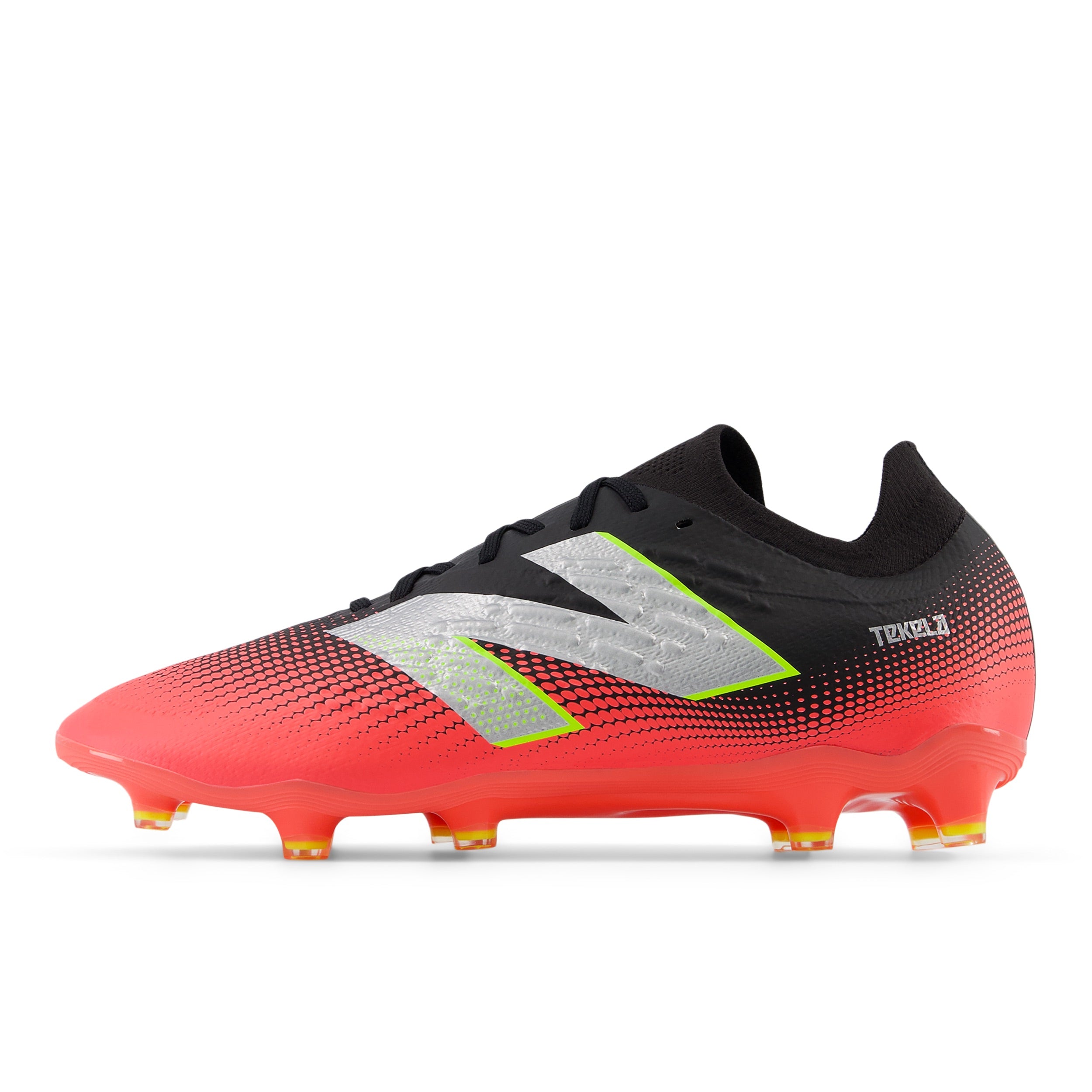 New Balance Tekela Magia Low Laced V4+ FG Soccer Cleats for Men - Black/Energy Red/Hi Lite - Lightweight Football Shoes for Artificial Grass & Firm Ground - Perfect for Training & Match Play