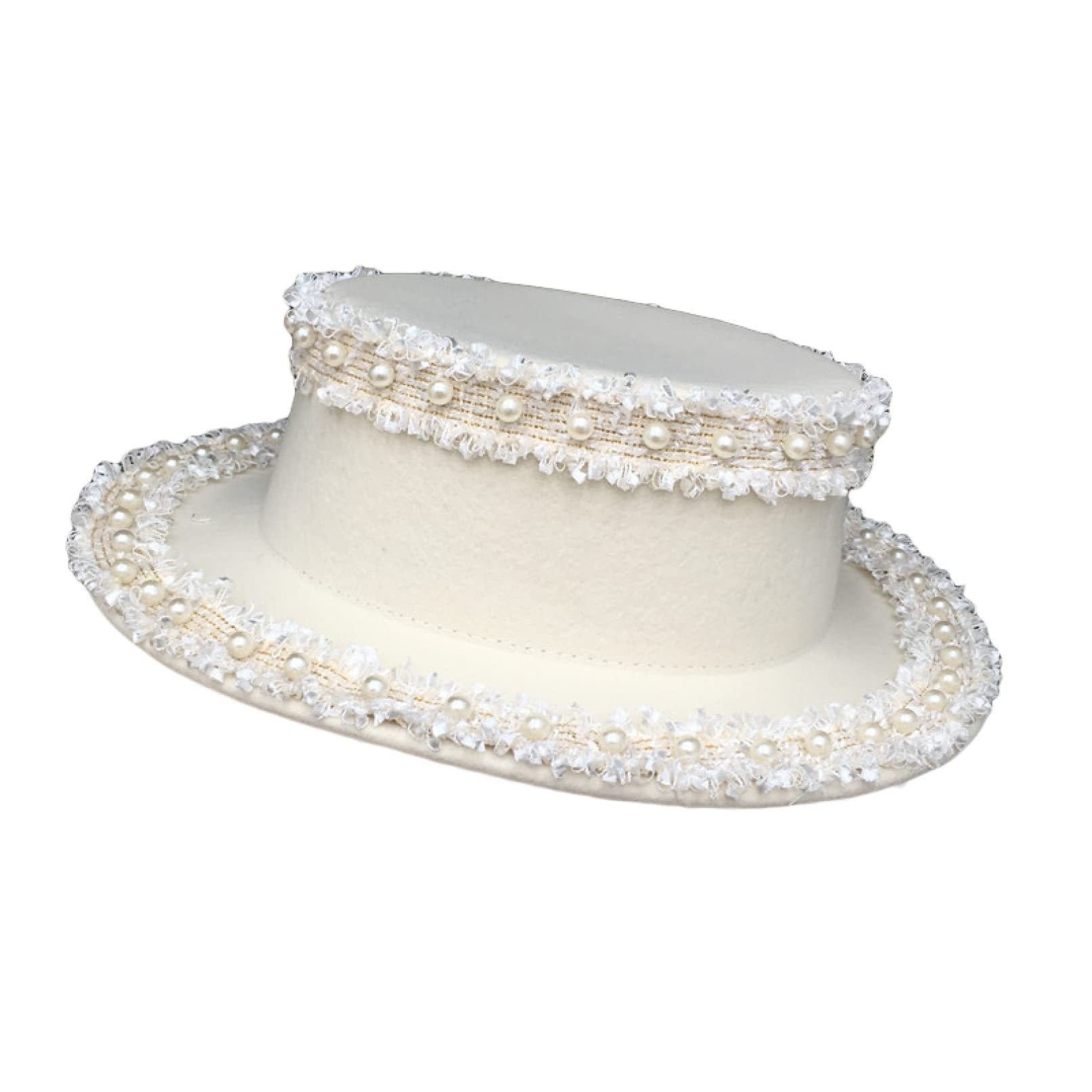 Stylish White Wool Fedora Hats for Women - Elegant French Panama Cap with Flat Top | Winter Fashion Accessory for Celebrity & British Style | Perfect for Outdoor Events, Travel & Formal Occasions