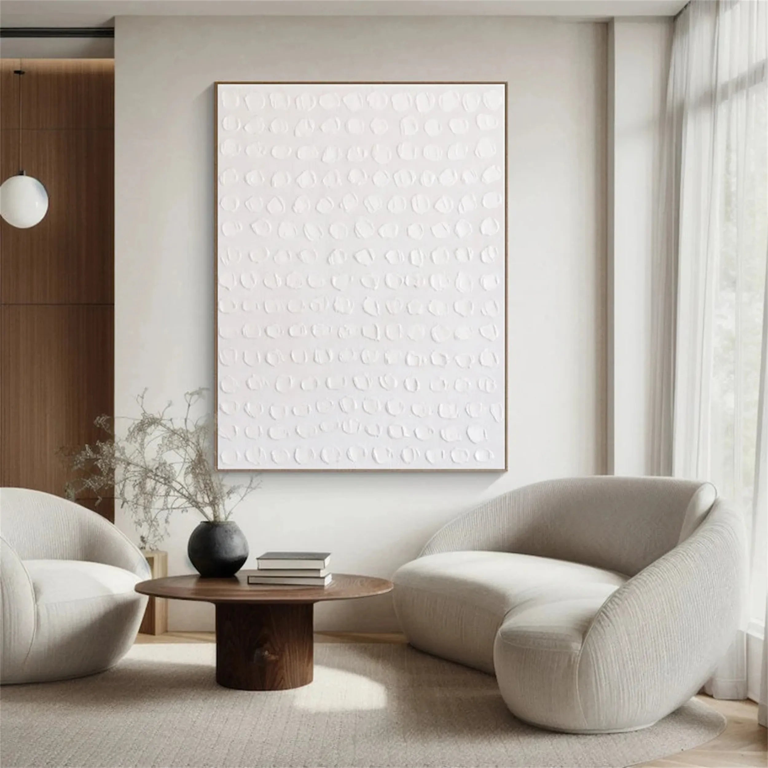 White Minimalist Textured Painting Canvas - Modern Abstract Wall Art for Living Room & Bedroom Decor | Premium Quality #MM199