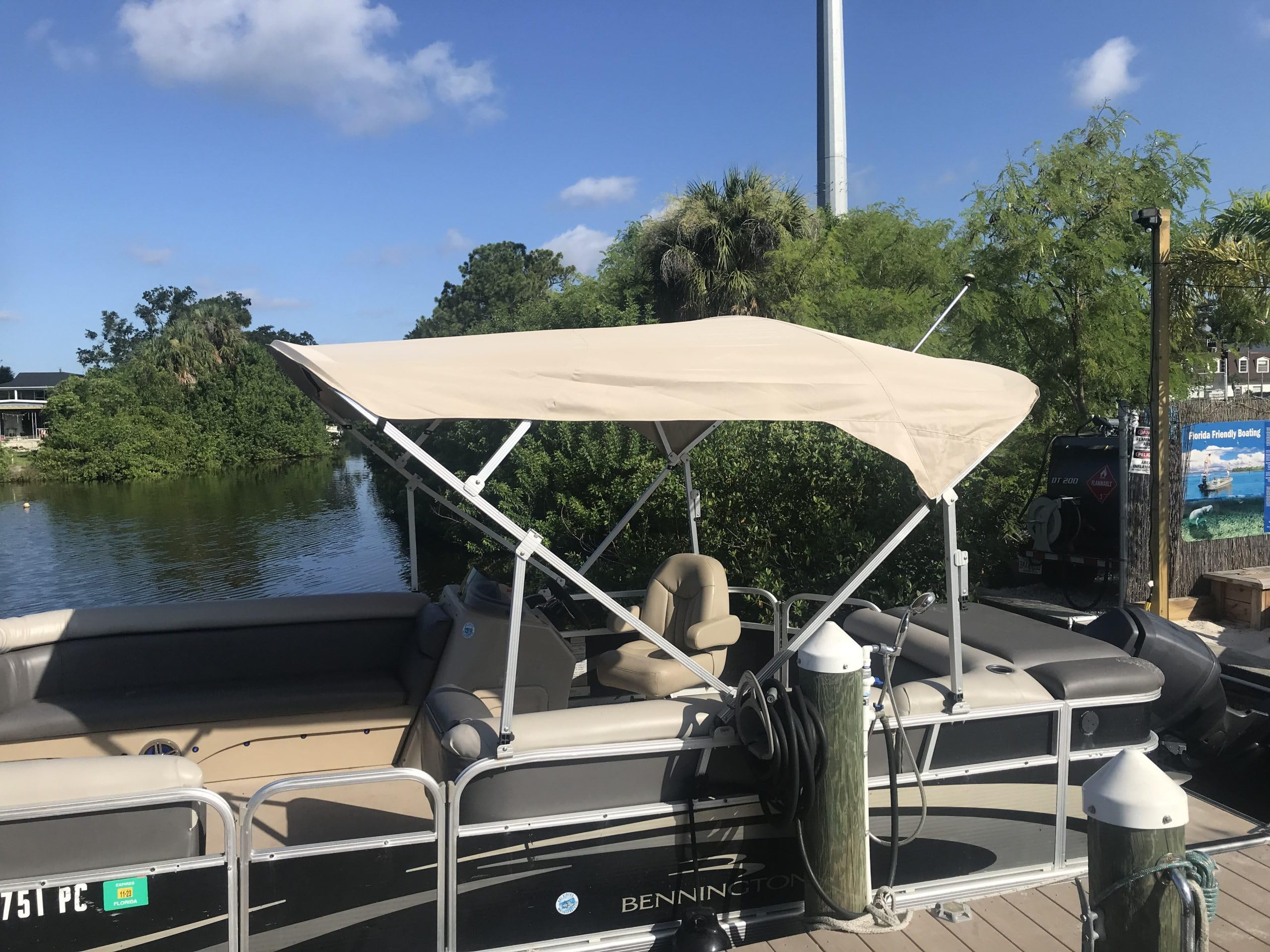 Bennington Replacement Bimini Top and Boot Cover for Pontoon Boats 2009-2025 - Durable Sun Shade & Storage Protection for Outdoor Water Activities