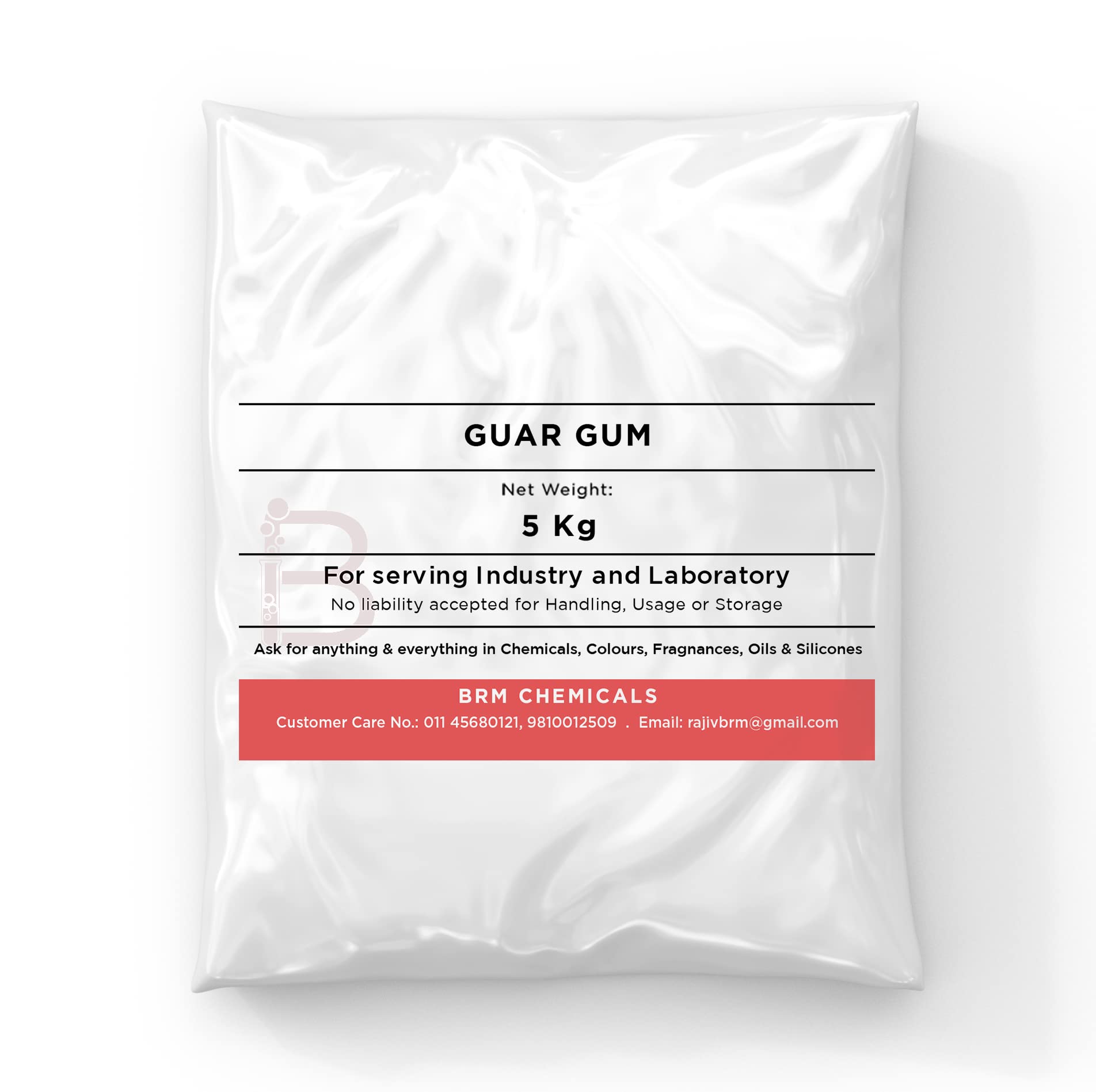 BRM Chemicals Guar Gum Powder - 5KG (11 lbs) for Soap Making, Shampoo, Cosmetics, Serum & Lotion Formulation | Natural Thickener & Stabilizer for DIY Beauty Products, Face Cream, Hair Mask & Body Care | Home & Professional Use