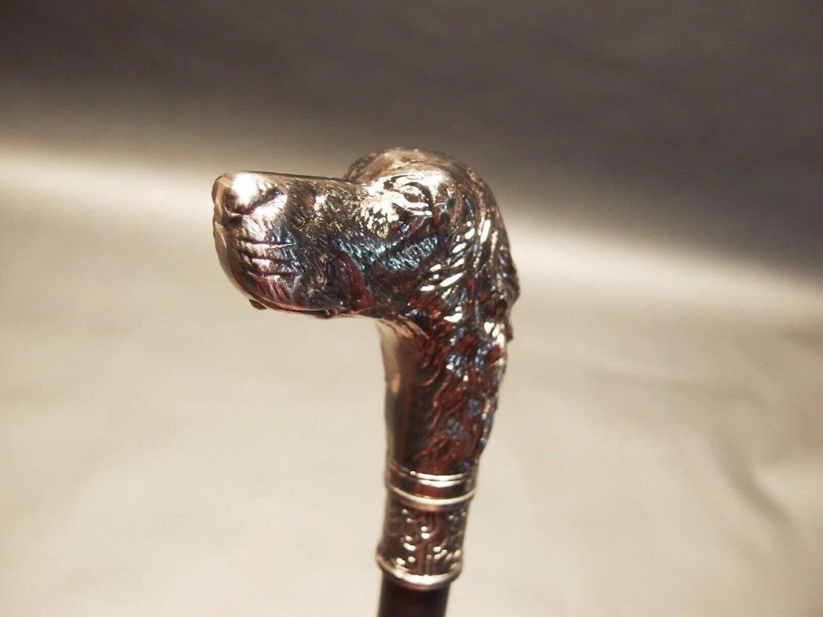 Antique Silver Dog Head Walking Cane - Traditional Unisex Walking Stick for Men & Women - Perfect for Hiking, Fashion Accessory, and Elderly Support