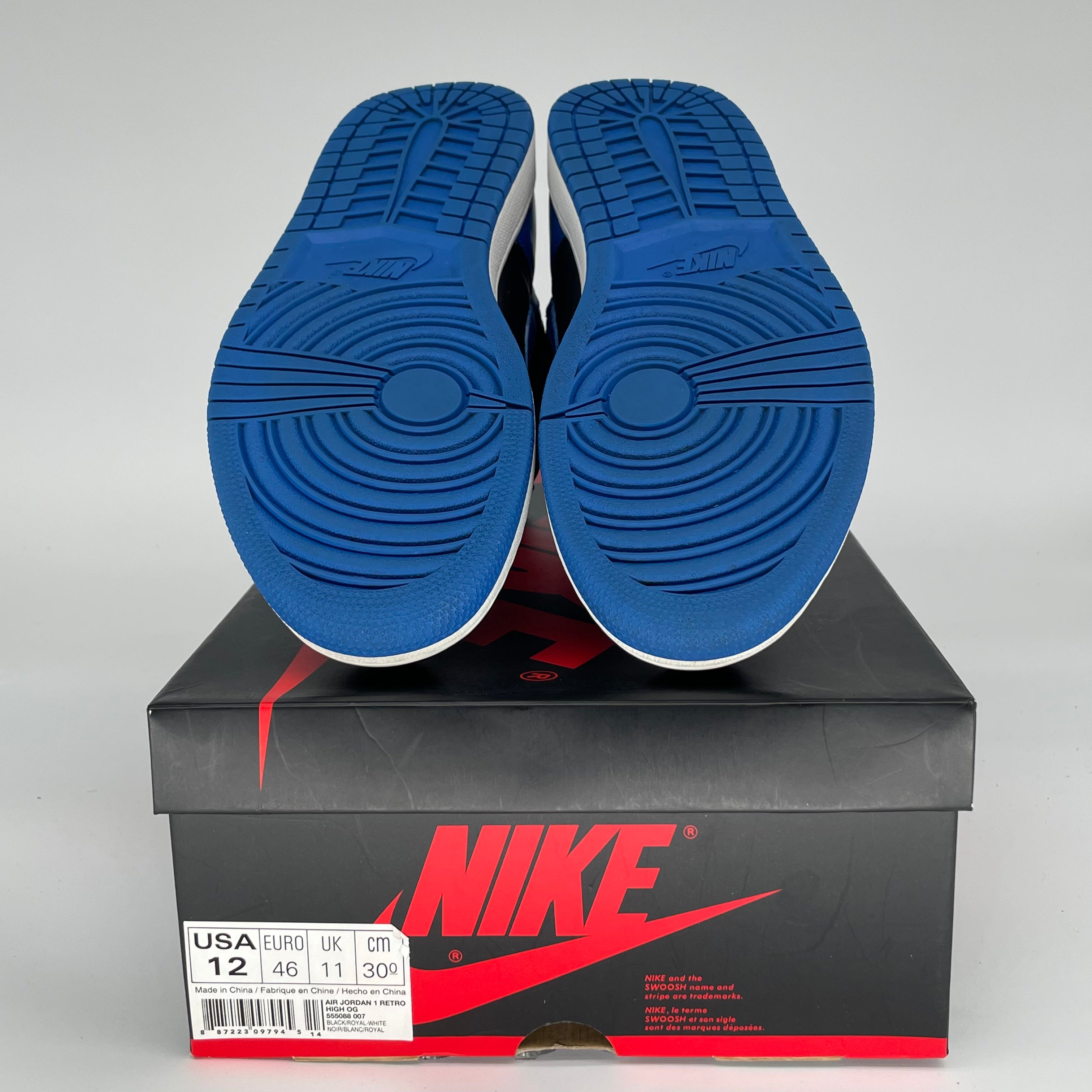 Original Air Jordan 1 Retro High OG 'Royal Blue' Men's Basketball Shoes Size 12 - Style 555088-007 | Classic Sneakers for Streetwear & Basketball Games