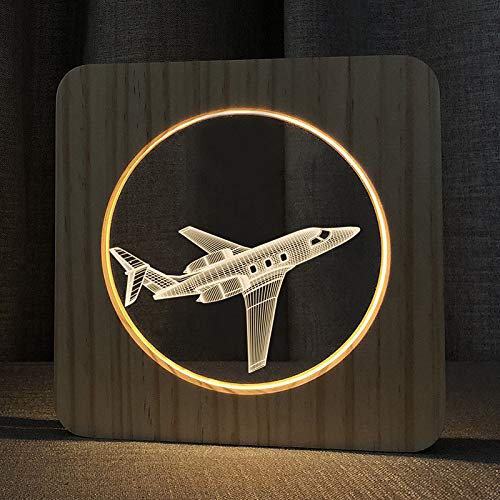 3D Wooden Aircraft LED Night Light - Kids Room Decor, Creative Table Lamp for Bedroom, Nursery, Gift for Boys & Girls | Perfect for Bedtime, Playroom, and Themed Parties