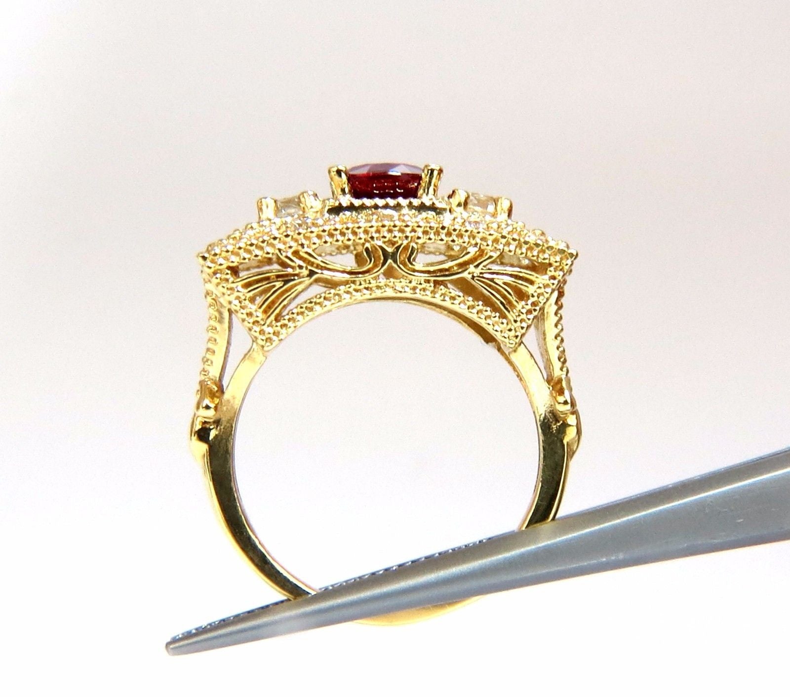 2.31CT GIA Certified Natural Cushion Cut Vivid Red Ruby Diamond Byzantine Ring in 18K Gold - Perfect for Engagement, Anniversary & Luxury Gifts
