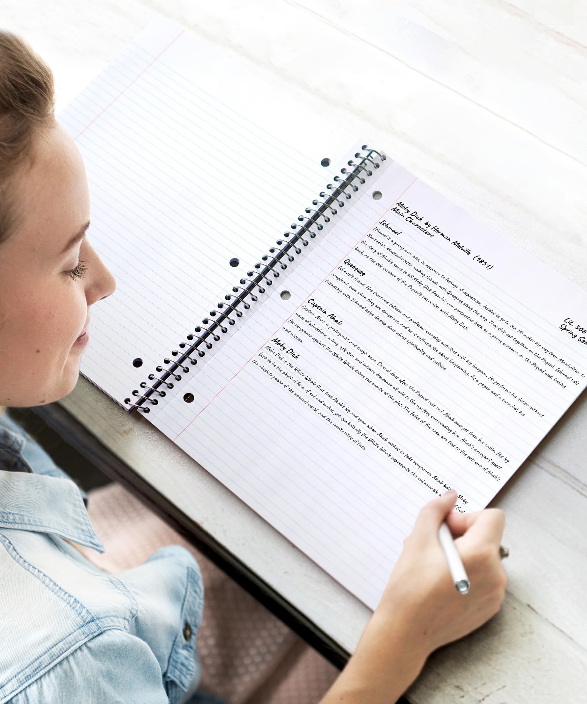 Dunwell 3 Subject Spiral Notebook - College Ruled, 150 Sheets (300 Pages), 8.5 x 11 Inches, Durable Plastic Cover, 3 Pocket Dividers & 3-Hole Punched Paper - Perfect for School, Office & Note Taking