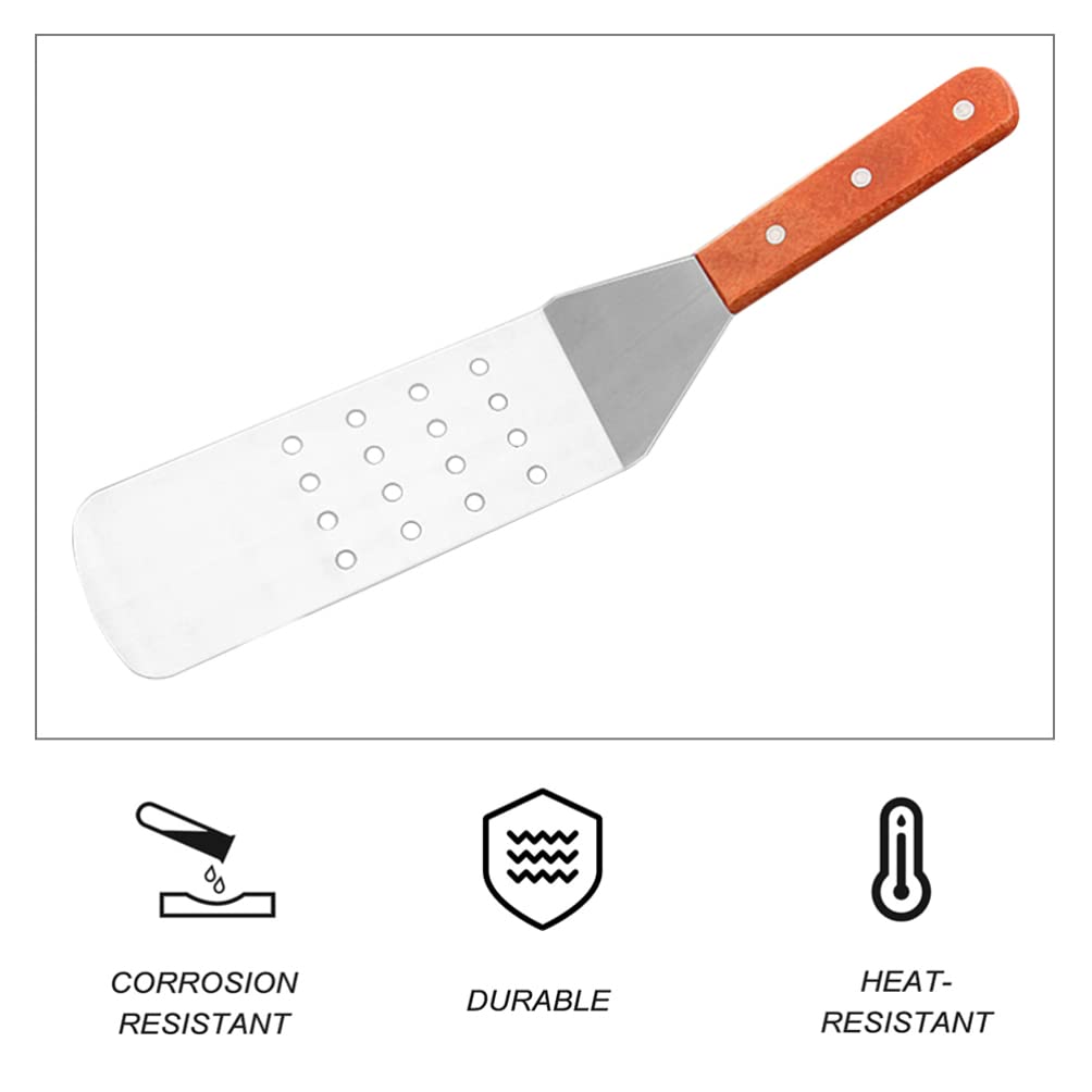 Premium Stainless Steel BBQ Spatula with Wood Handle - Heavy Duty Grill Turner for Steak, Fish & Burgers - Perfect for Outdoor Grilling, Backyard BBQ & Camping Cooking