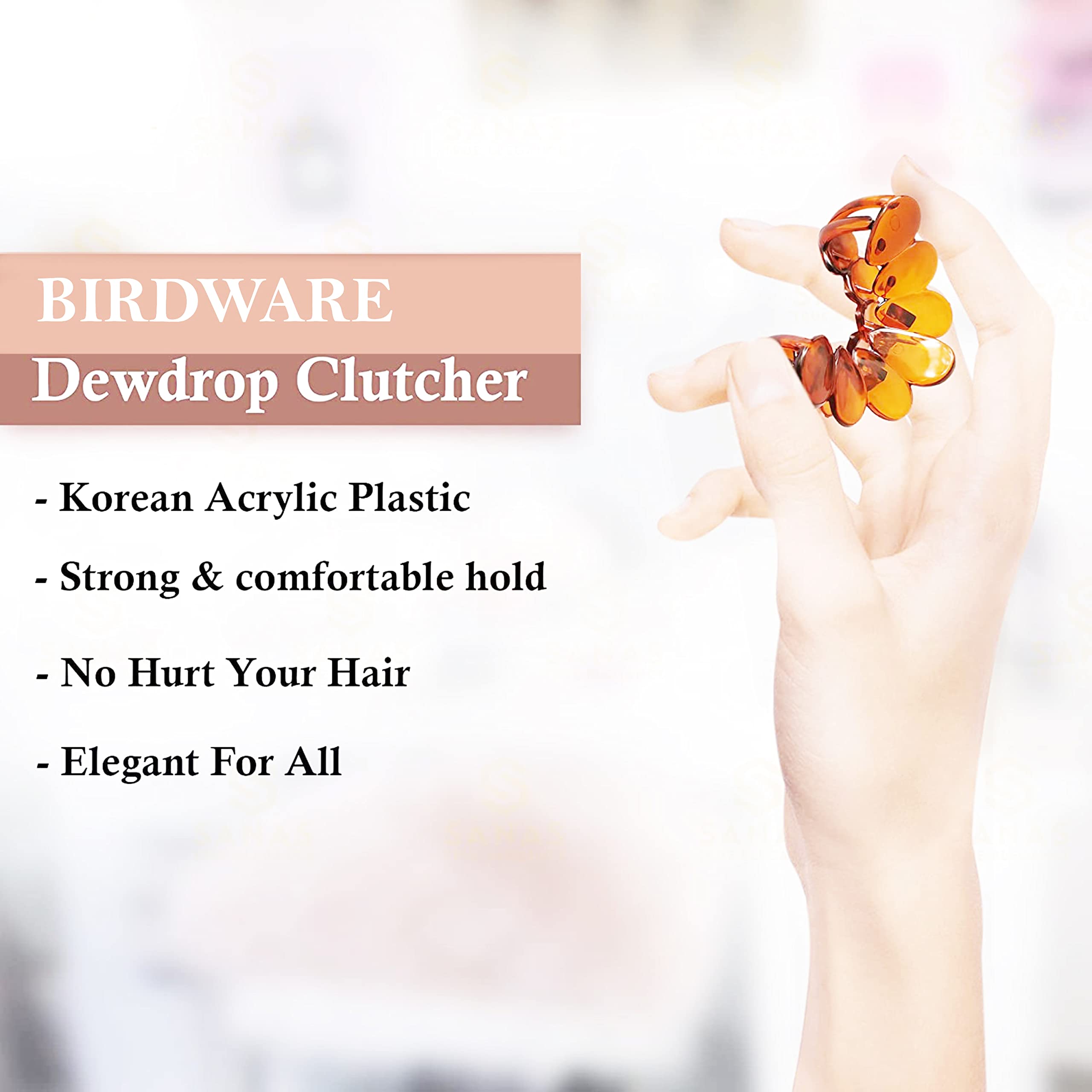 BIRDWARE Hair Clips for Women - 4Pcs Claw Clips & Butterfly Hair Accessories for Girls, Korean Style Fancy Clutch, Medium Hair Clips (Shell & Black) - Perfect for School, Work, Parties & Everyday Styling