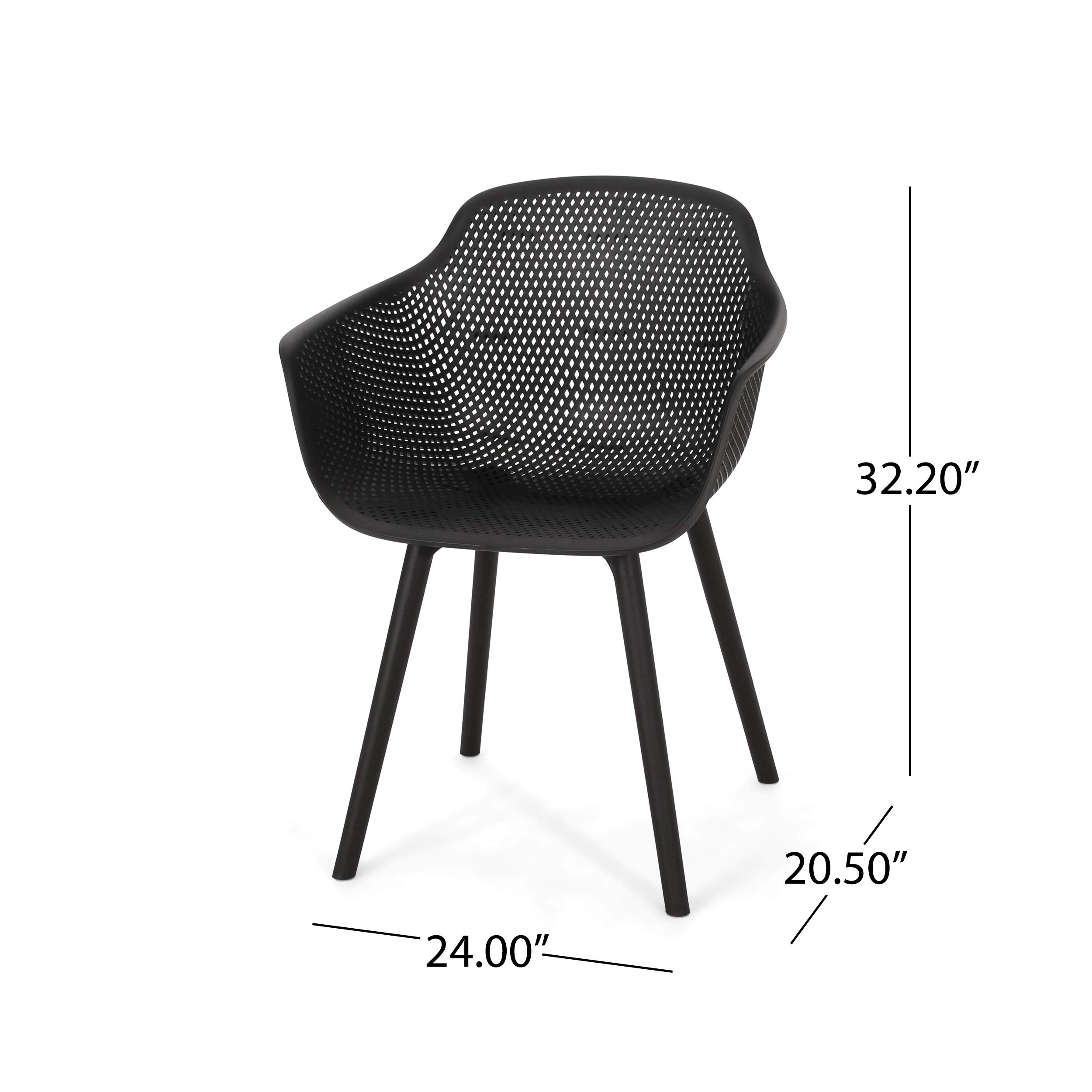 Christopher Knight Home Davina Outdoor Dining Chair Set of 2 - Weather-Resistant Polypropylene Patio Chairs in Black - Perfect for Backyard, Garden, and Poolside Dining
