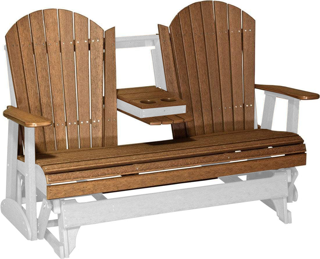 LuxCraft Antique Mahogany 5 ft. Recycled Plastic Adirondack Outdoor Glider Chair - Patio, Garden, Deck & Porch Swing for Relaxing