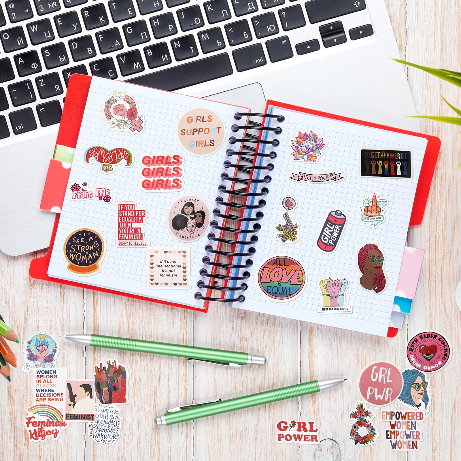 Feminist Stickers 150pcs - Waterproof Vinyl for Water Bottles, Laptops & Luggage - Women Empowerment & Breast Cancer Awareness