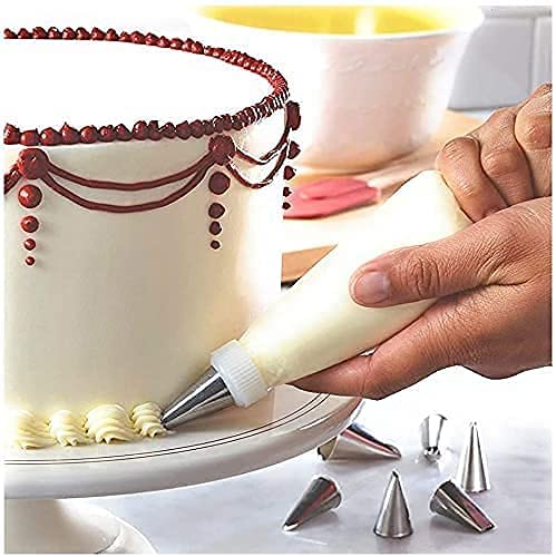 Premium Cake Decorating Icing Bag Set with 12 Stainless Steel Nozzles - Reusable & Washable Piping Bags Kit for Baking, Cupcake Frosting, Cookie Decorating - Perfect for Birthday Cakes, Wedding Desserts & DIY Pastry Arts