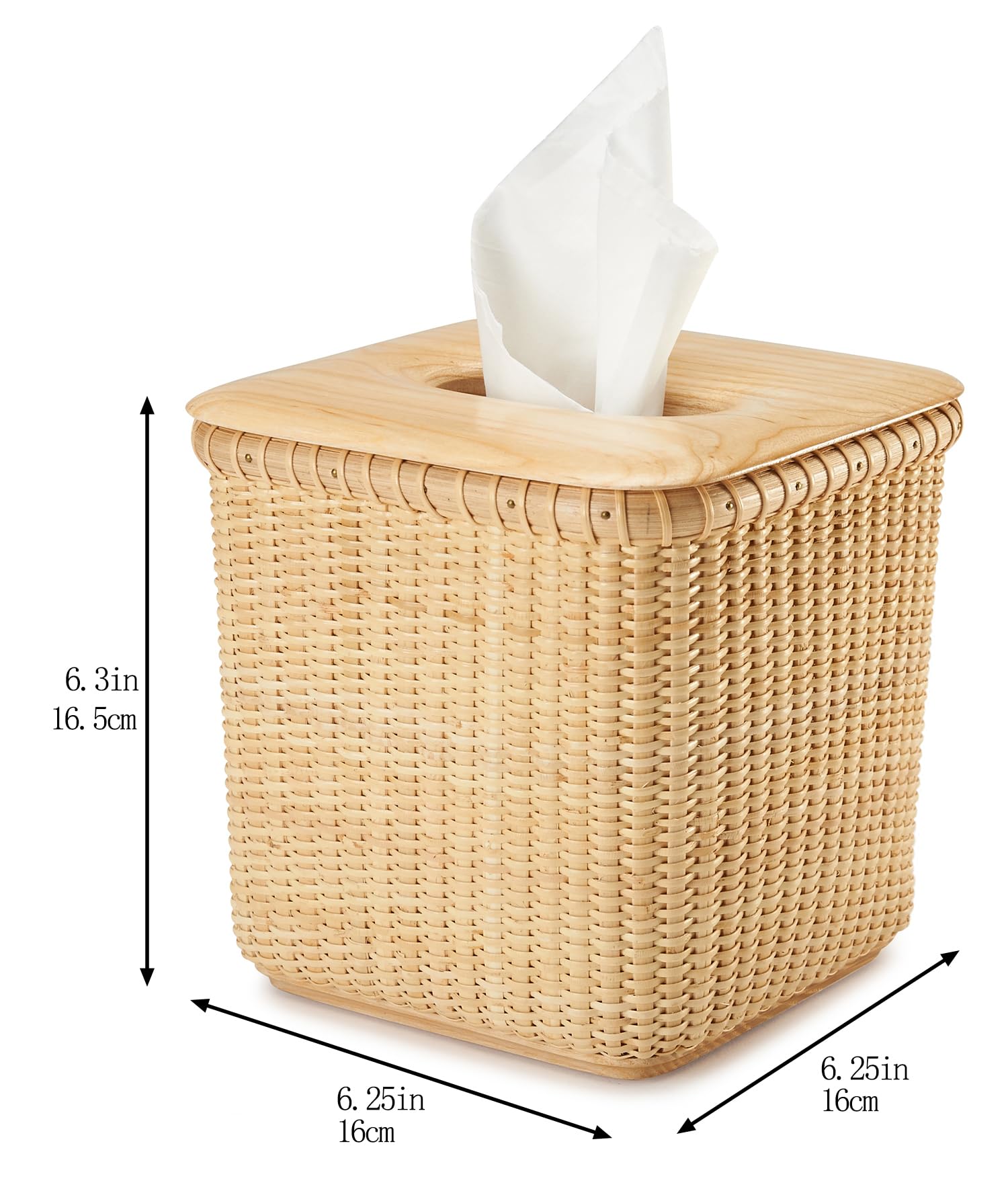 Modern Rattan Tissue Box Holder - Square & Rectangular Facial Tissue Storage for Bathroom Vanity, Bedroom Dresser | Perfect for Home Decor, Spa, Office & Guest Rooms