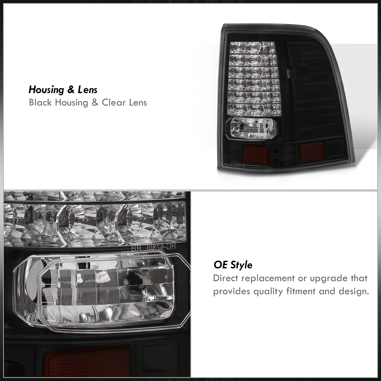 Ford Explorer Rear LED Tail Lights Replacement Pair - Left & Right Driver Passenger Side (Black) | Durable & Bright for Enhanced Nighttime Safety & Style