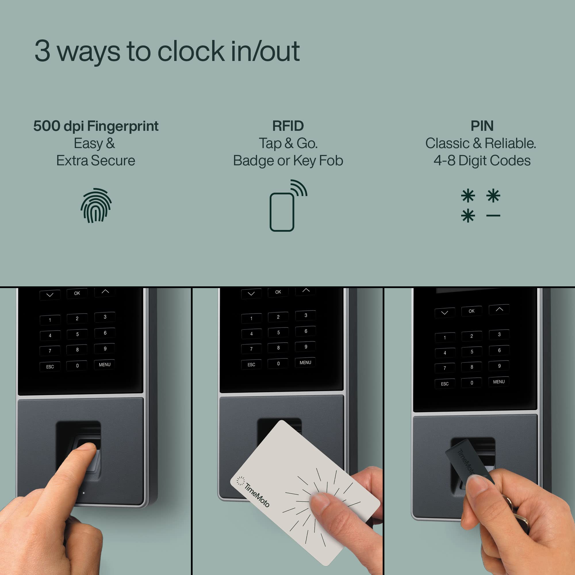 TM-626 Biometric Time Clock - Fingerprint & RFID Employee Attendance System with Digital Display, PIN Access, Supports 200 Users, 3-Year Warranty - Ideal for Small Business, Retail Stores & Office Workforce Management