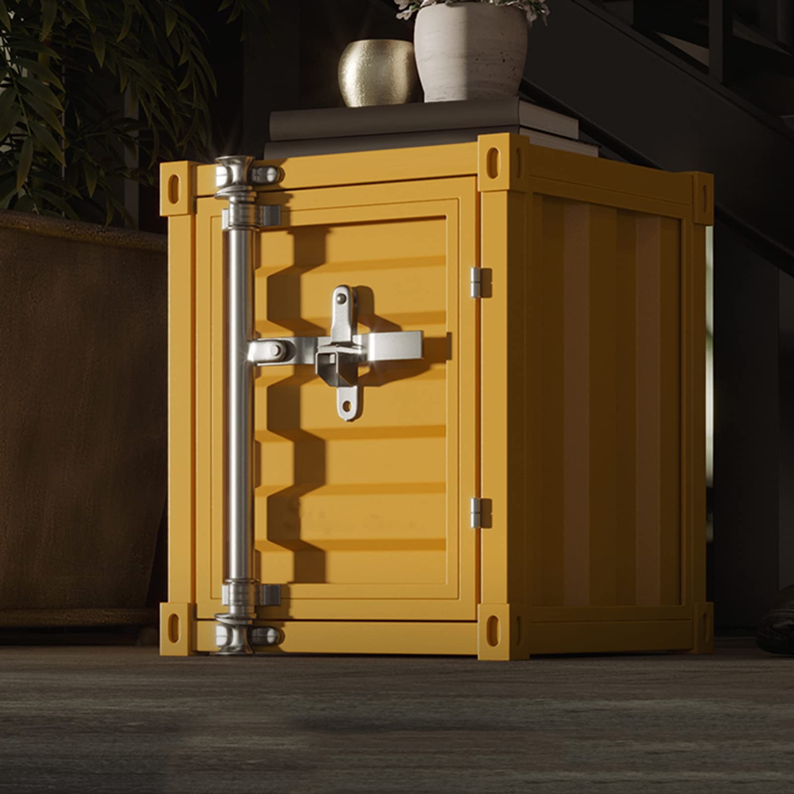 Industrial Style Small Coffee Table - Metal Wrought Iron Locker Bedside Table with Decorative Cabinet, Green | Perfect for Bedroom, Living Room & Office Decor