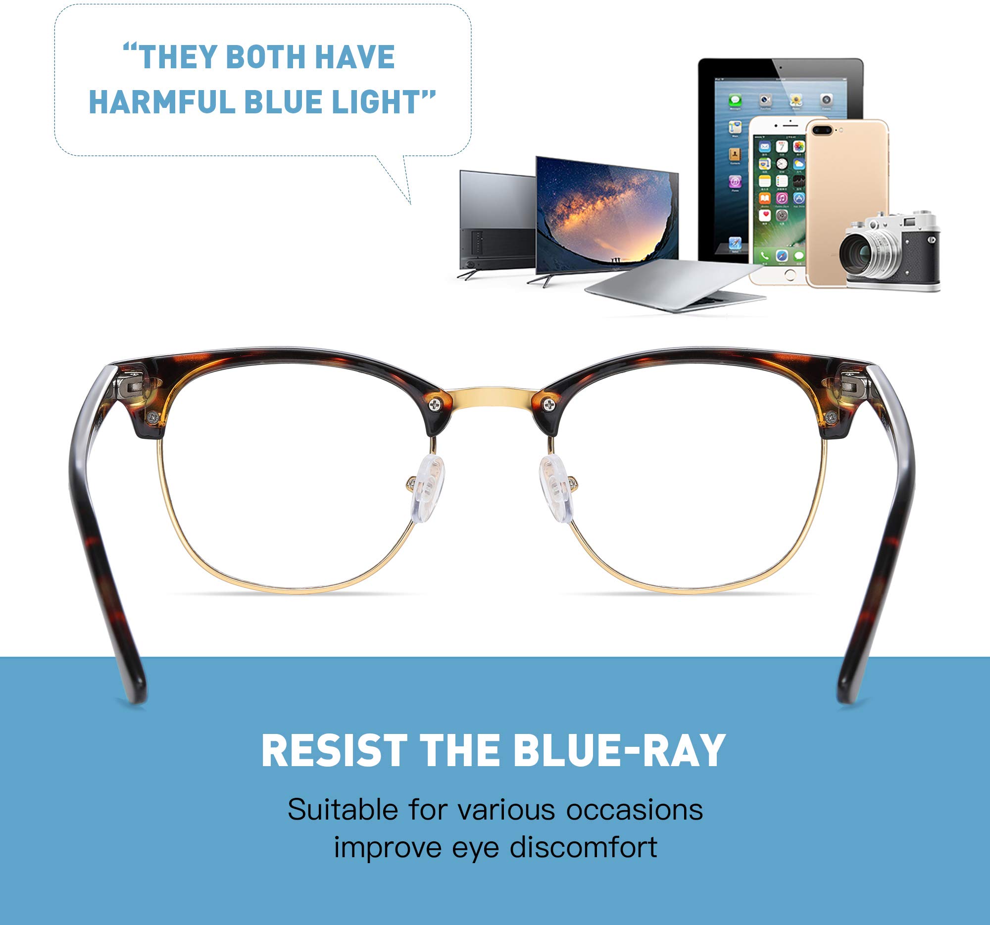 Blue Light Blocking Glasses for Women & Men - Anti Eyestrain Computer Glasses with UV Protection - Perfect for Office Work, Gaming & Screen Time