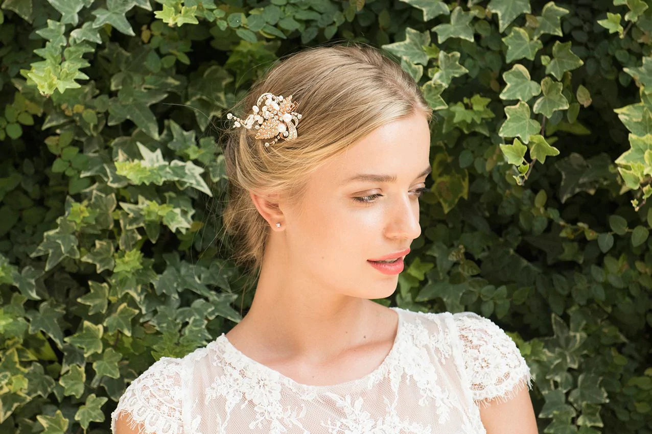 Elegant Rose Gold Bridal Hair Clip with Sparkling Crystals - TALLULA Wedding Hair Accessory for Brides, Bridesmaids & Prom | Perfect for Weddings, Formal Events & Special Occasions