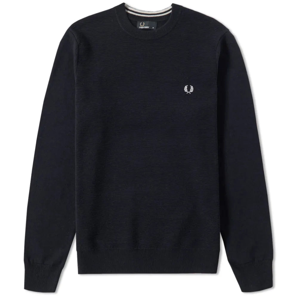 Fred Perry Textured Tuck Stitch Crew Sweater | Men's Casual Knit Pullover | Perfect for Fall Layering & Winter Outfits