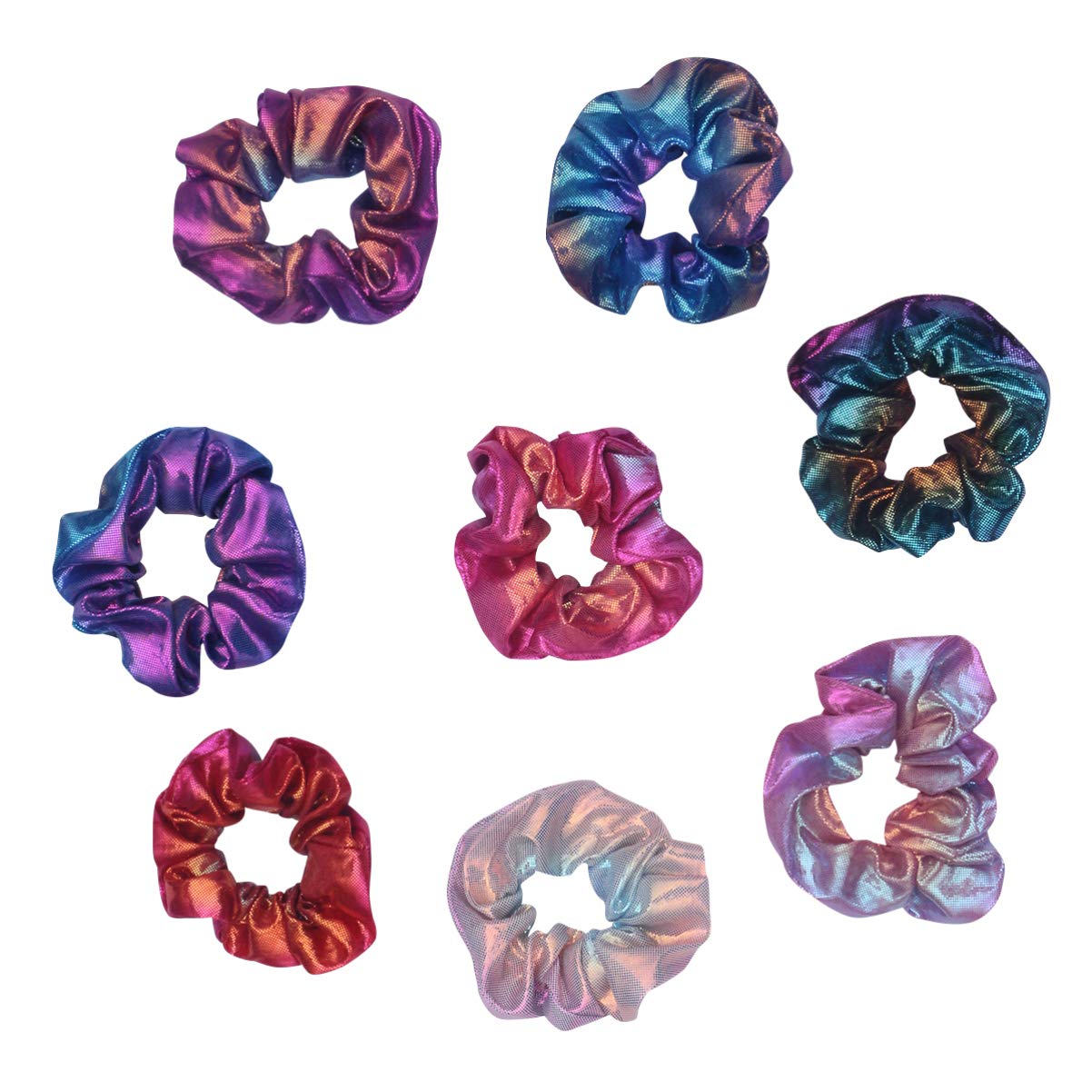 8-Piece Satin Hair Ties Set for Women - Soft Scrunchies, Seamless Elastic Hair Bands, Sparkly Sequins Ponytail Holders & Cow Print Headband - Gentle Hair Accessories for Daily Use, Workouts, and Special Occasions