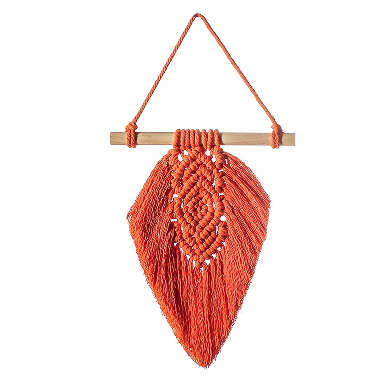 Handmade Cotton Macrame Wall Tapestry with Leaf Tassels & Feather Decor - Elegant Bohemian Woven Wall Hanging for Living Room, Bedroom, or Dorm - Perfect for Home Decor, Meditation Spaces & Gift Giving