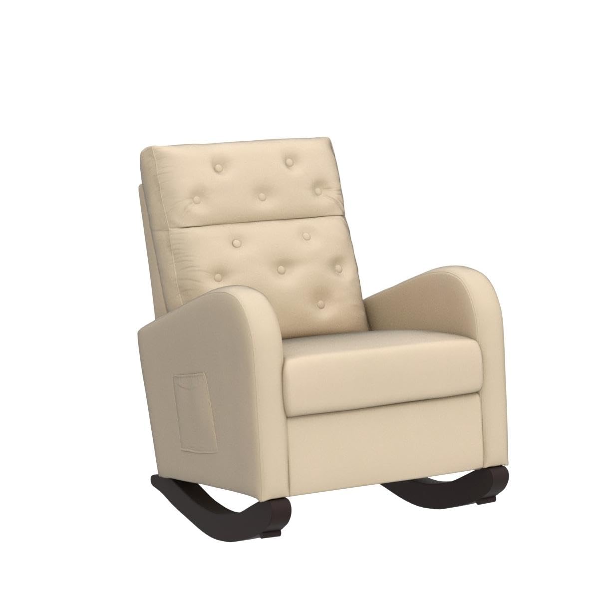 Morhome Modern Tufted Accent Rocking Chair - Upholstered Nursery Glider Rocker with High Backrest for Baby & Kids, Beige - Perfect for Nursery, Living Room & Bedroom Relaxation
