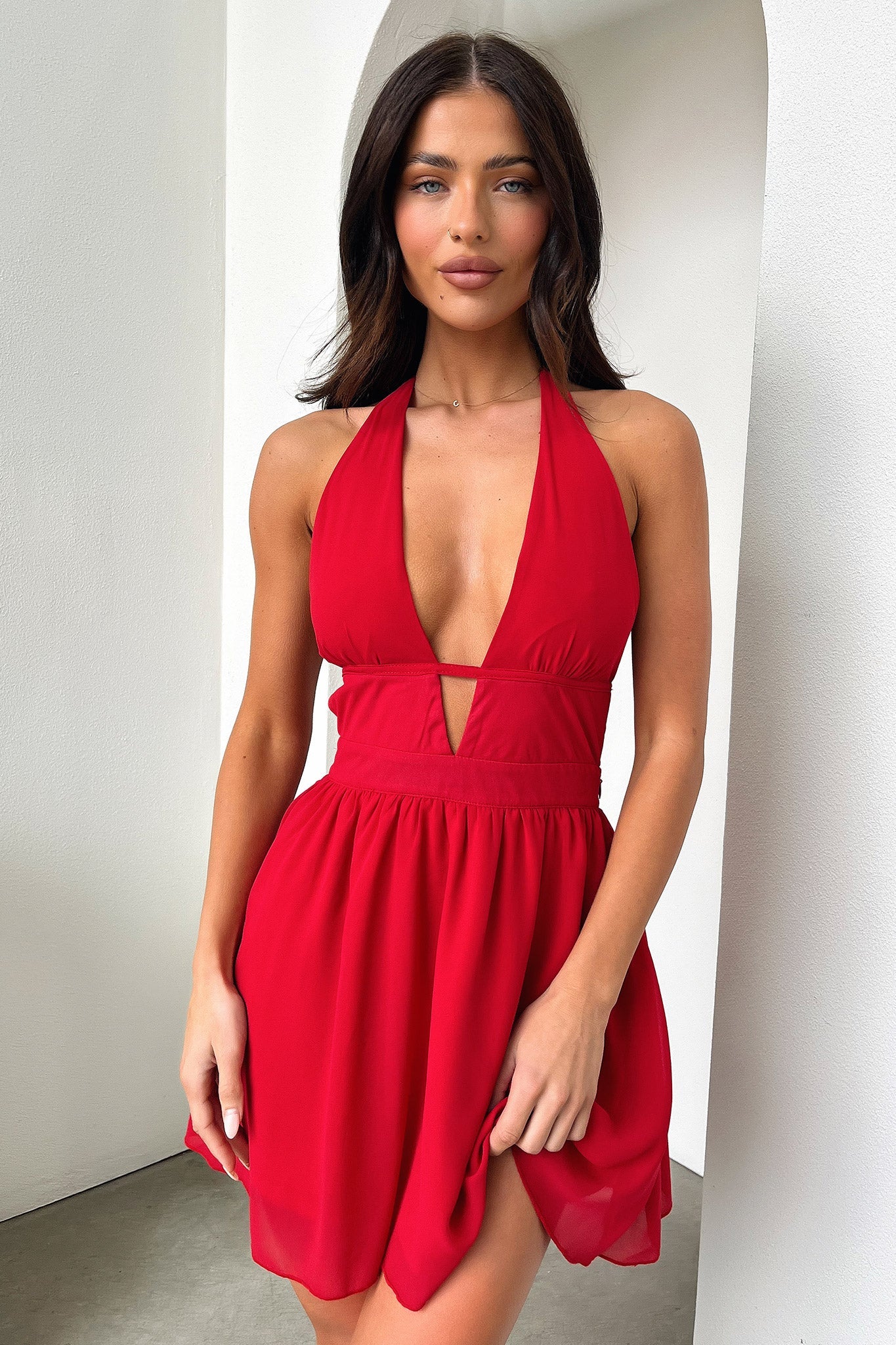 Kasia Women's Red Floral Summer Dress - Casual & Elegant for Beach, Party, and Daily Wear
