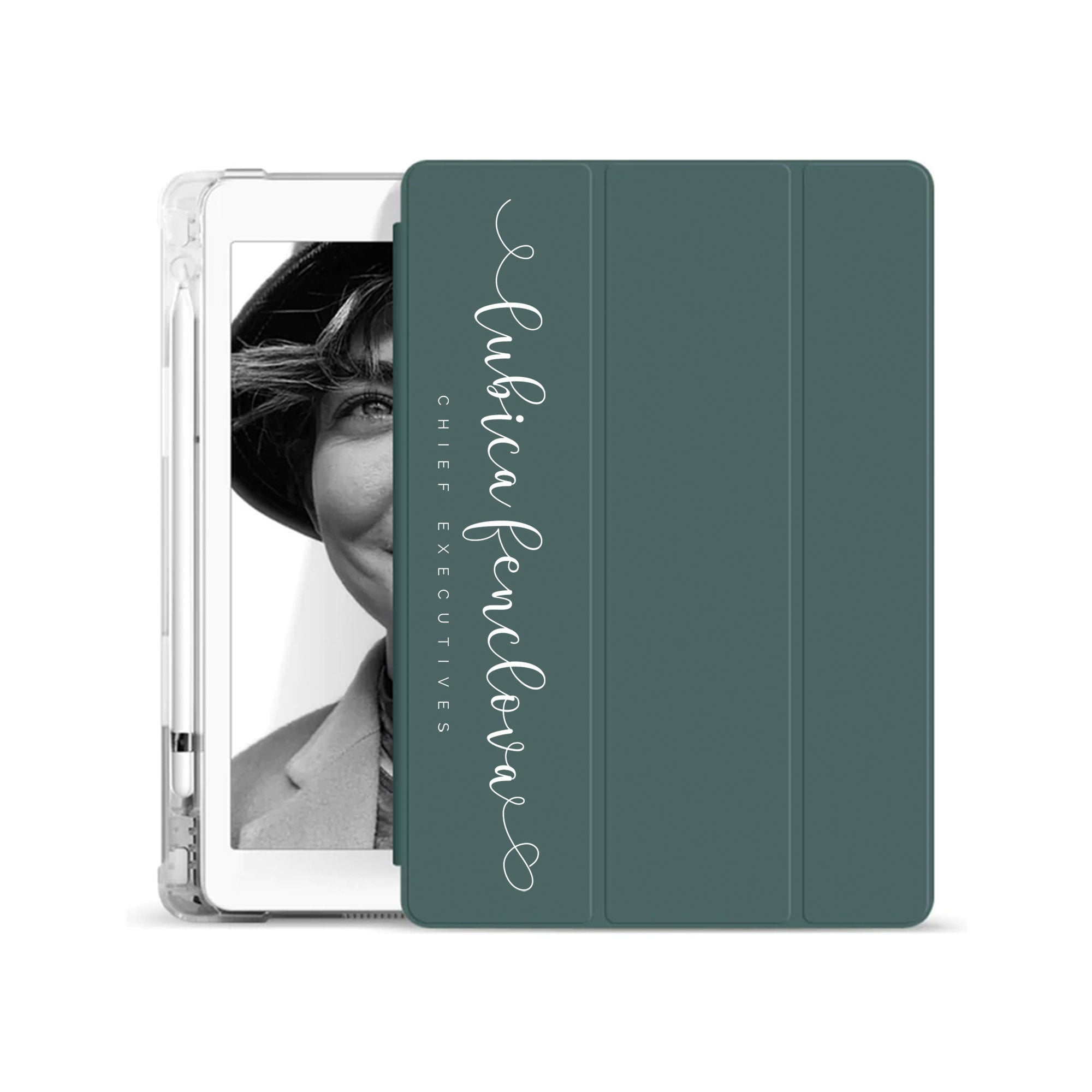 iPad See-Through Clear Case with Signature & Occupation 35 - Slim Protective Cover for iPad Air/Pro, Perfect for Work, School & Travel