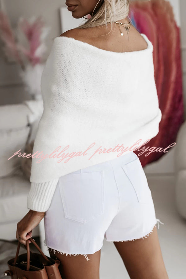 Cozy Two-Way Knit Off-Shoulder Relaxed Poncho Sweater - Perfect for Fall Layering & Casual Outings