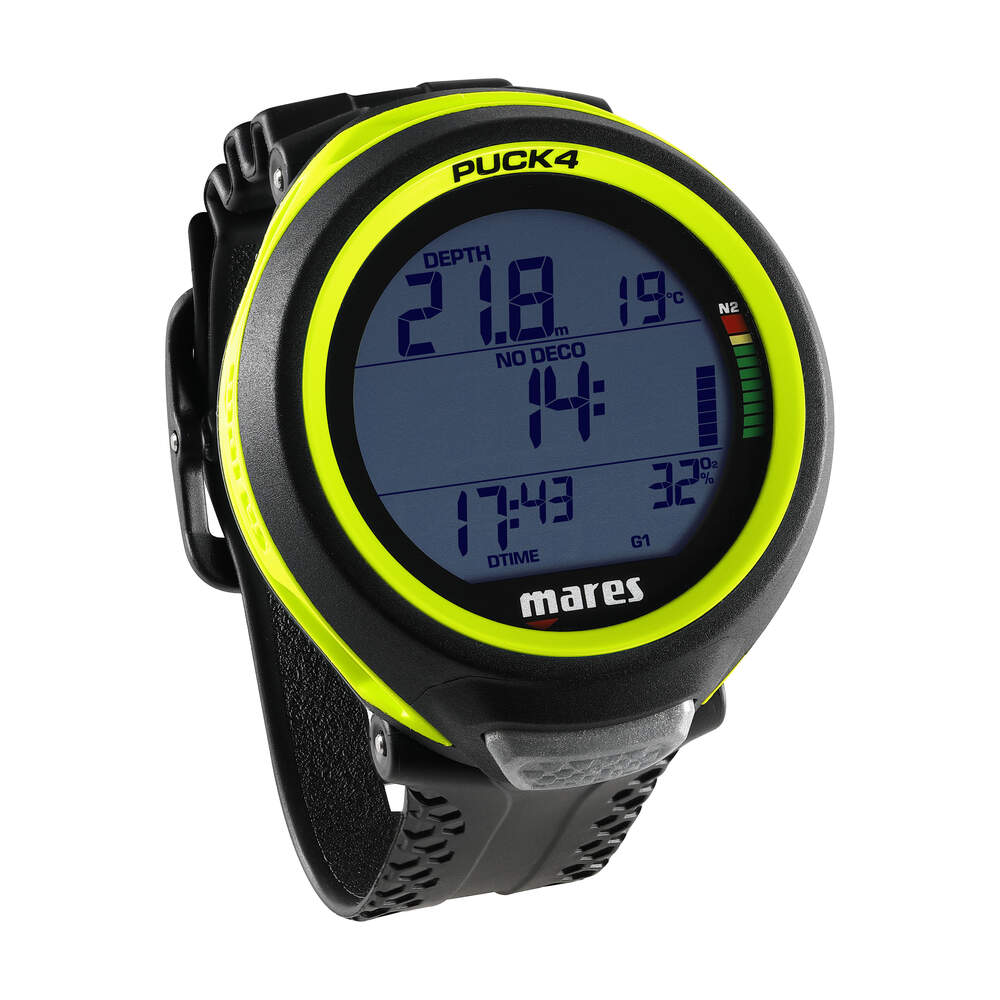 Mares Puck 4 Dive Computer - Wrist Mounted Scuba Diving Instrument with Backlight for Underwater Exploration & Night Diving
