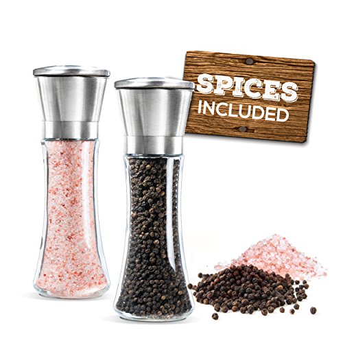 Pre-Filled Himalayan Salt & Pepper Grinder Set