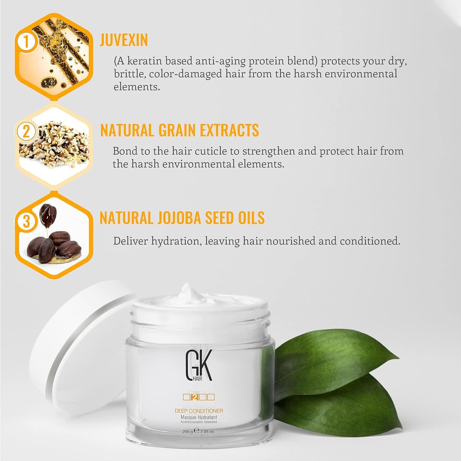 GK HAIR Gold Series: Premium Shampoo, Conditioner, Smoothing Serum & Deep Conditioning Mask Set for Hydration, Shine & Hair Protection | Salon-Quality Hair Care for Dry, Damaged & Frizzy Hair at Home