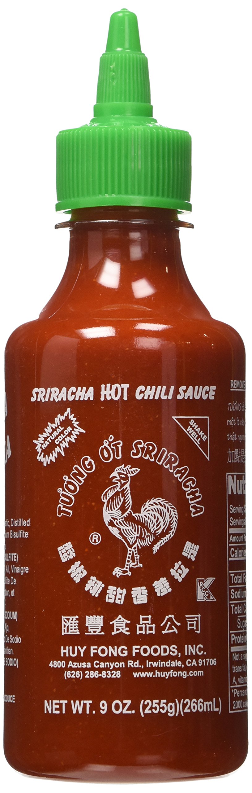 Huy Fong Sriracha Hot Chili Sauce - 9oz Bottle (Pack of 6) | Spicy Asian Chili Garlic Sauce for Cooking, Pho, Ramen, Burgers & More